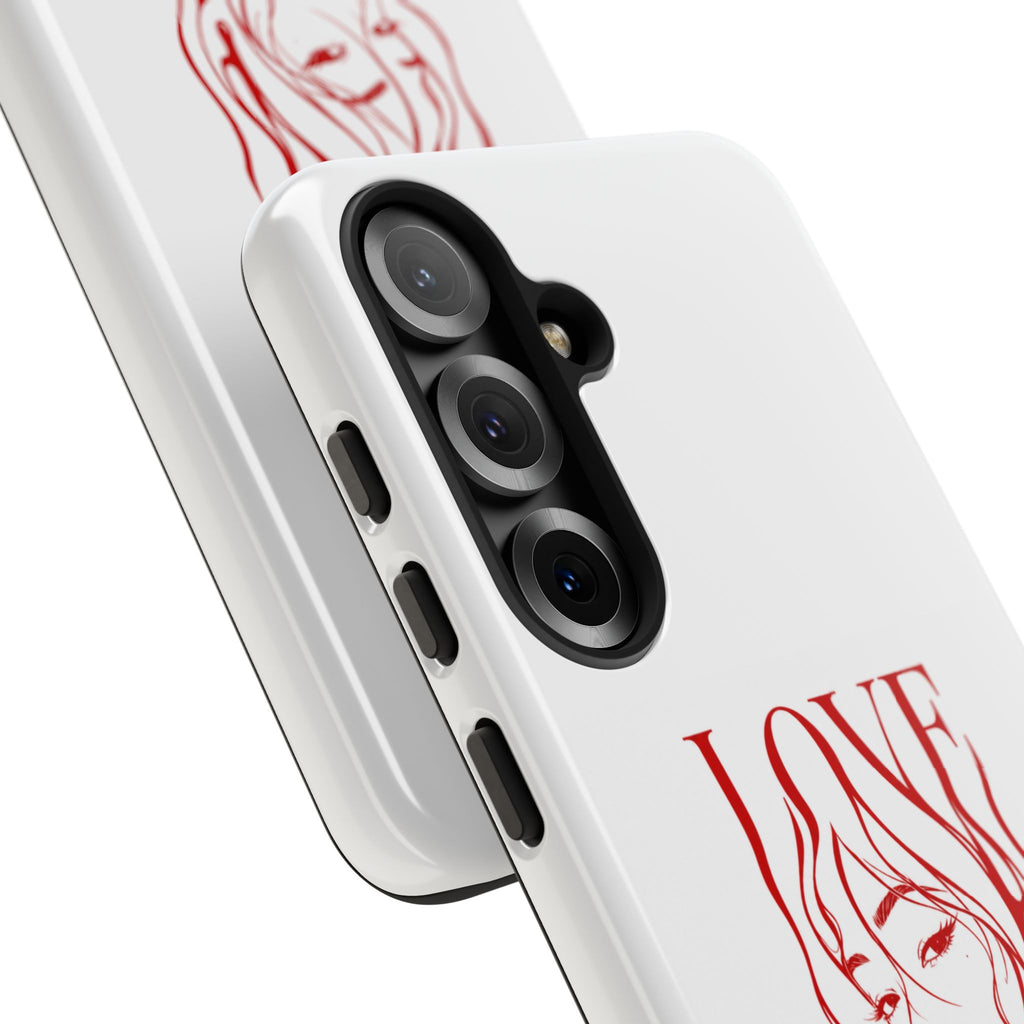 Red Line Art 'Love' Face Design - Tough Case