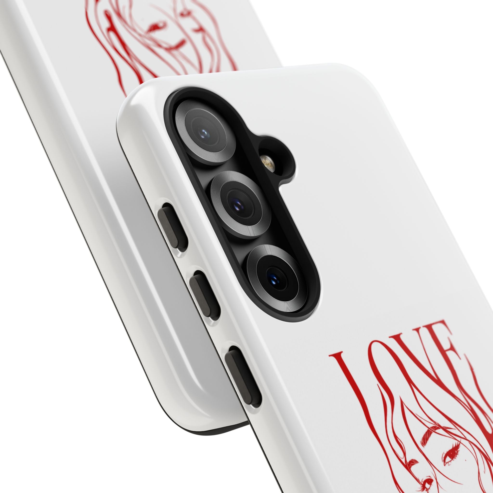 Red Line Art 'Love' Face Design - Tough Case