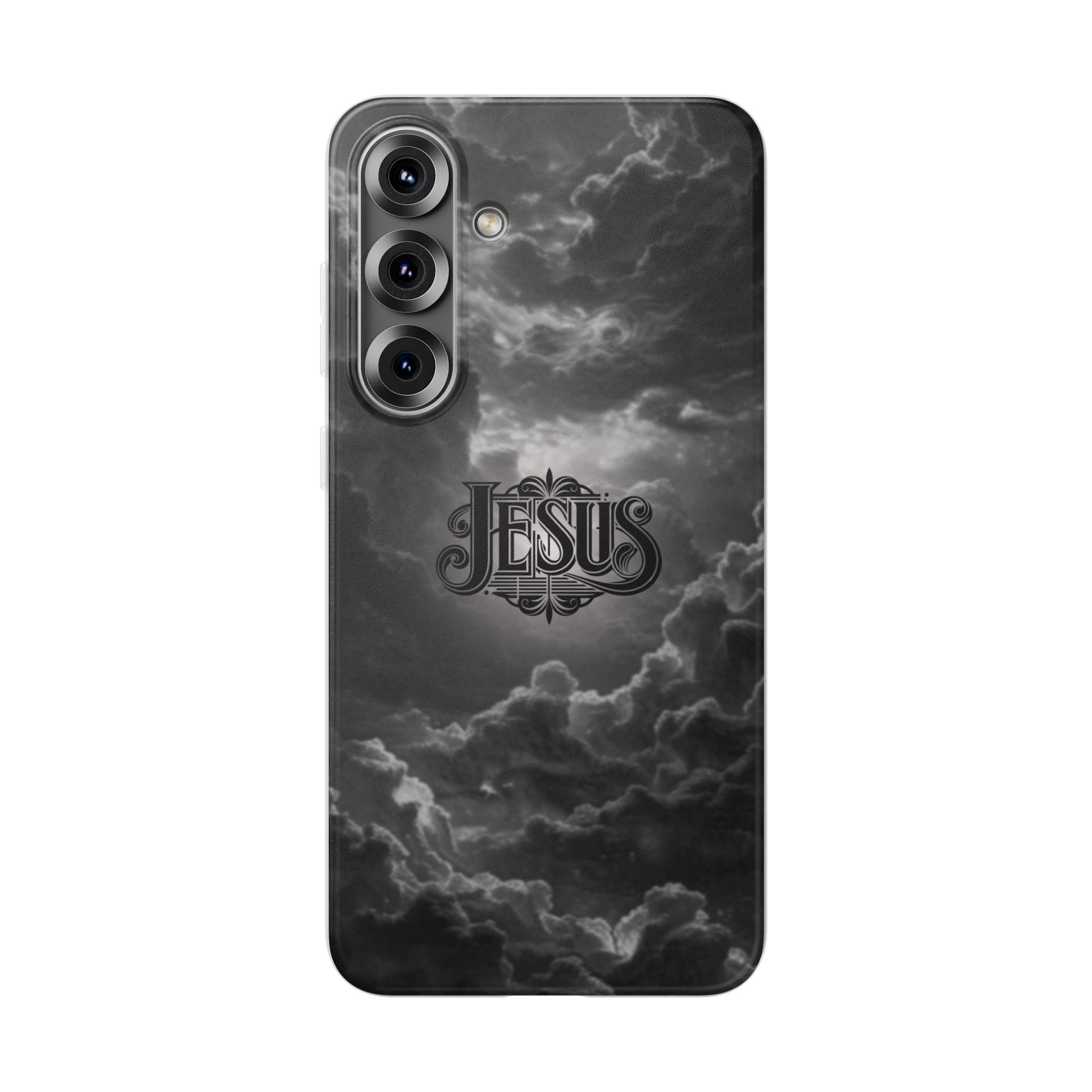 Jesus Cloud Phone Case — Faith-Inspired Flexi Case with 'Jesus' Script