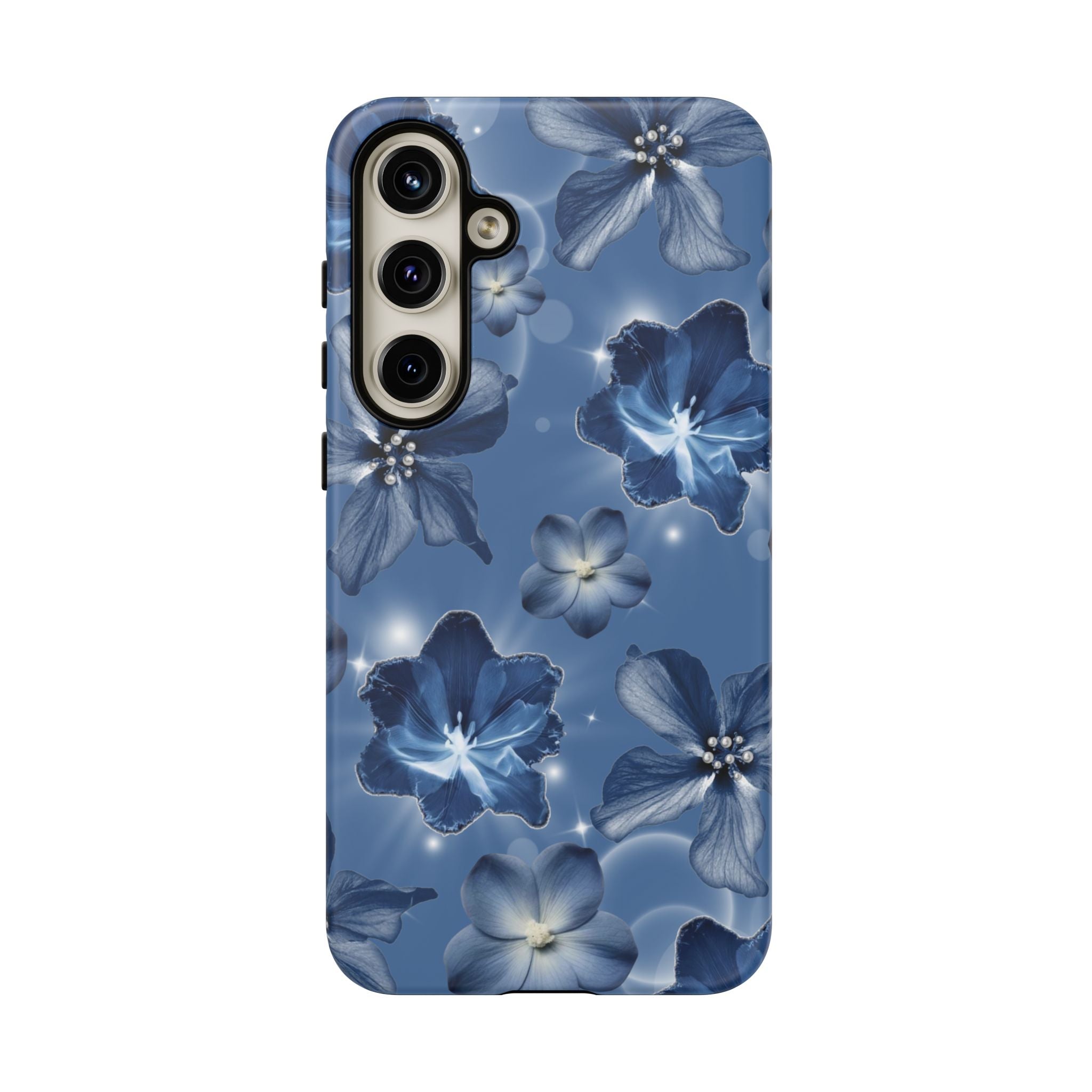 Blue Floral Tough Phone Case — Protective Blossom Design