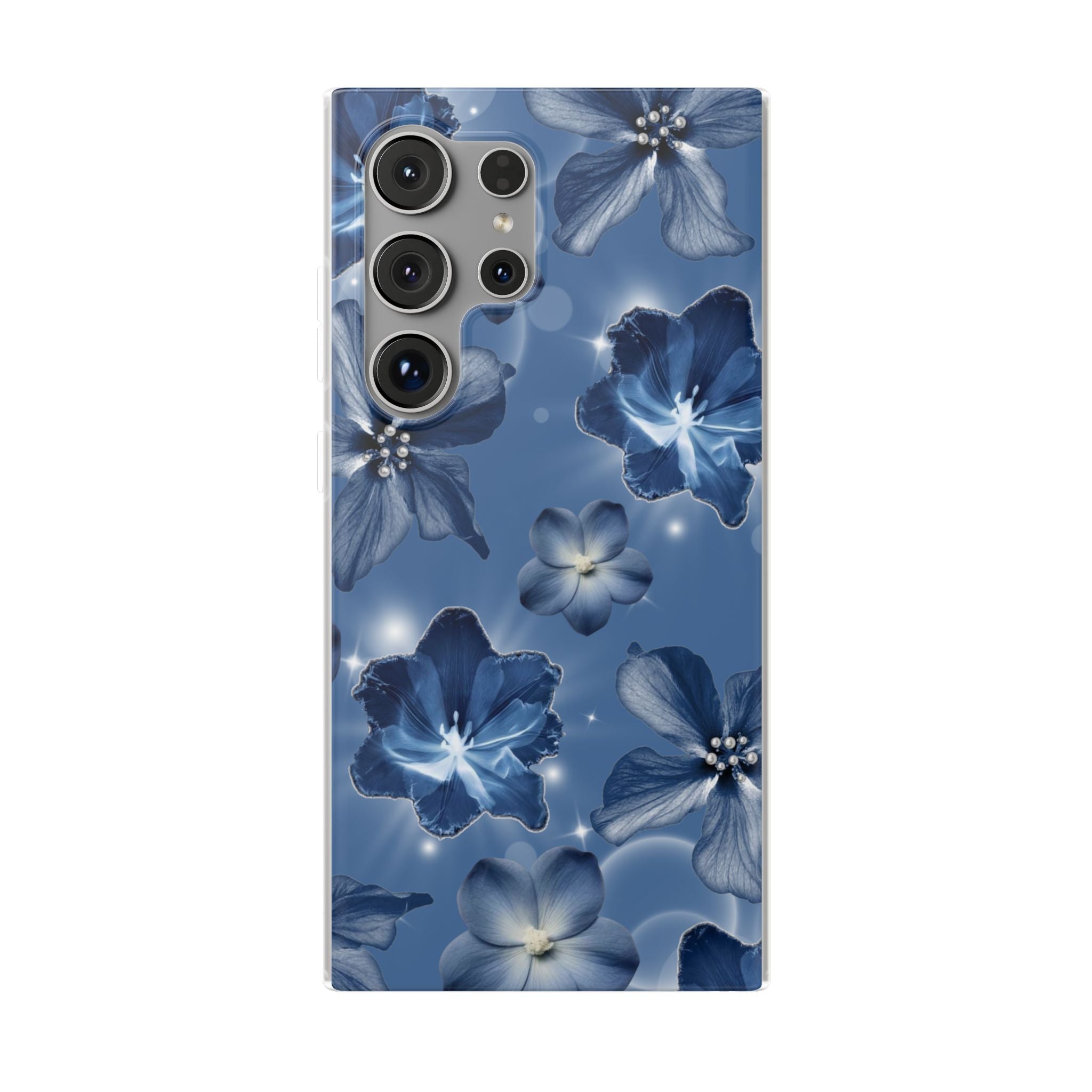 Blue Floral Phone Case — Soft Blue Blossoms Pattern for iPhone