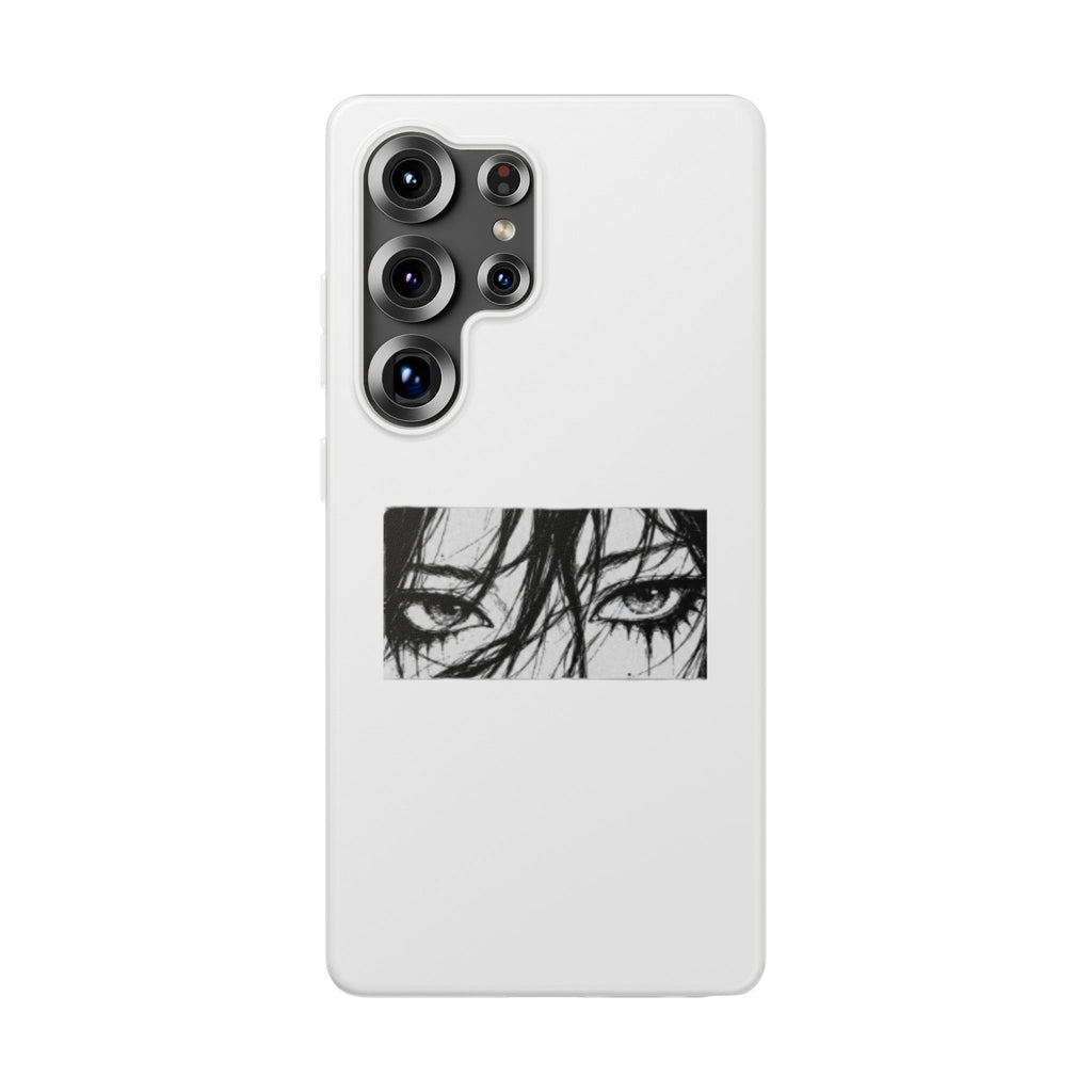 Anime Eyes Illustration Phone Case - Moody Black & White Flexi Case
