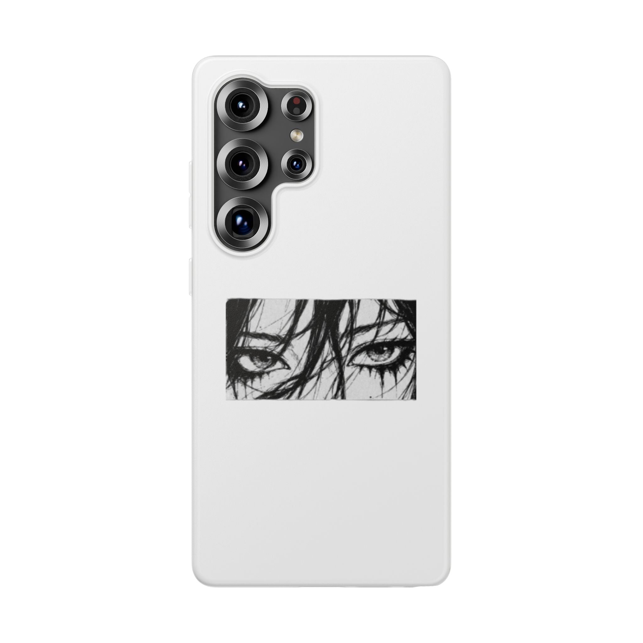 Anime Eyes Illustration Phone Case - Moody Black & White Flexi Case