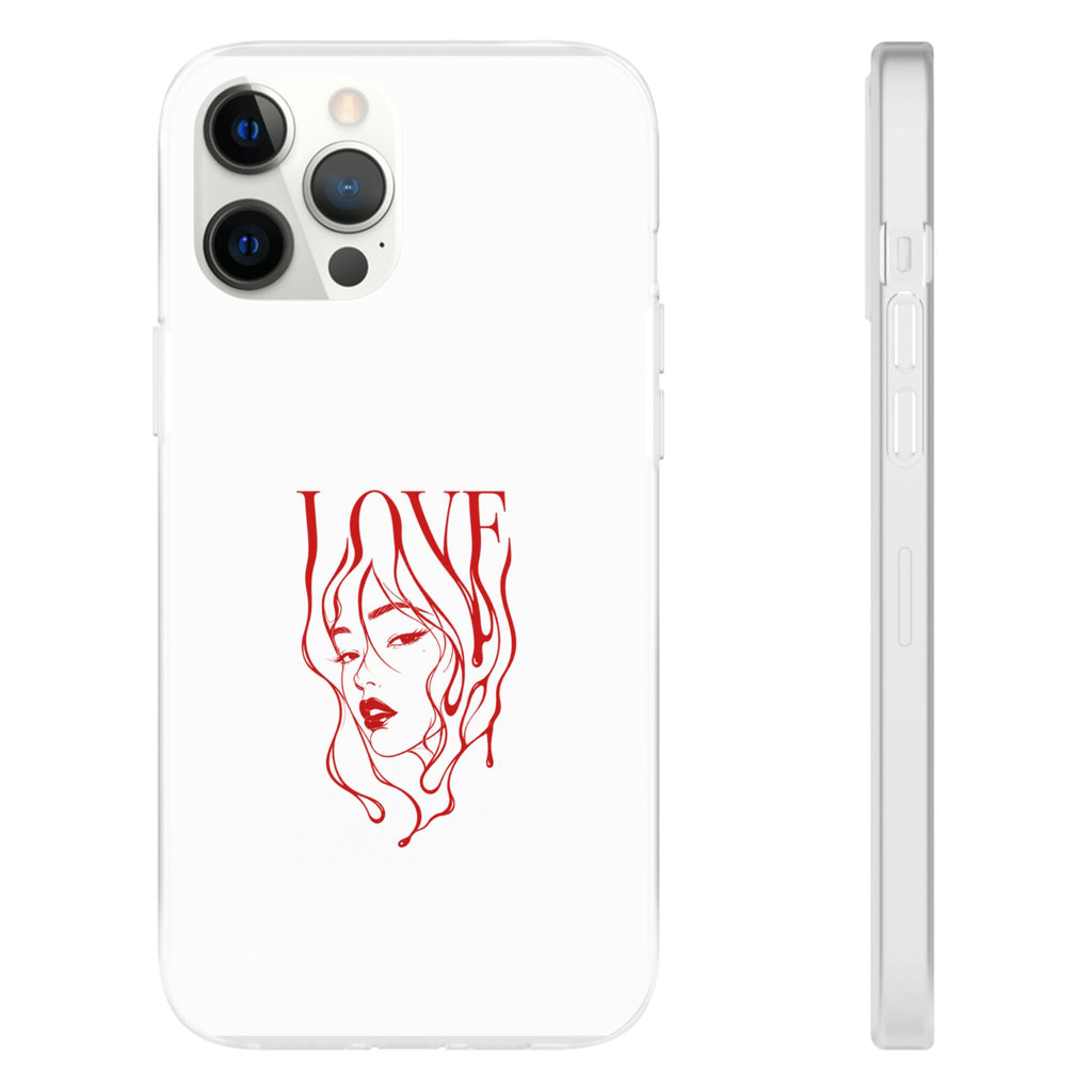 Red Line Art 'LOVE'  Face Design - Flexi Case
