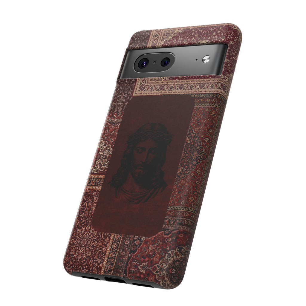 Religious Vintage Rug Phone Case — Jesus Portrait Tough Case