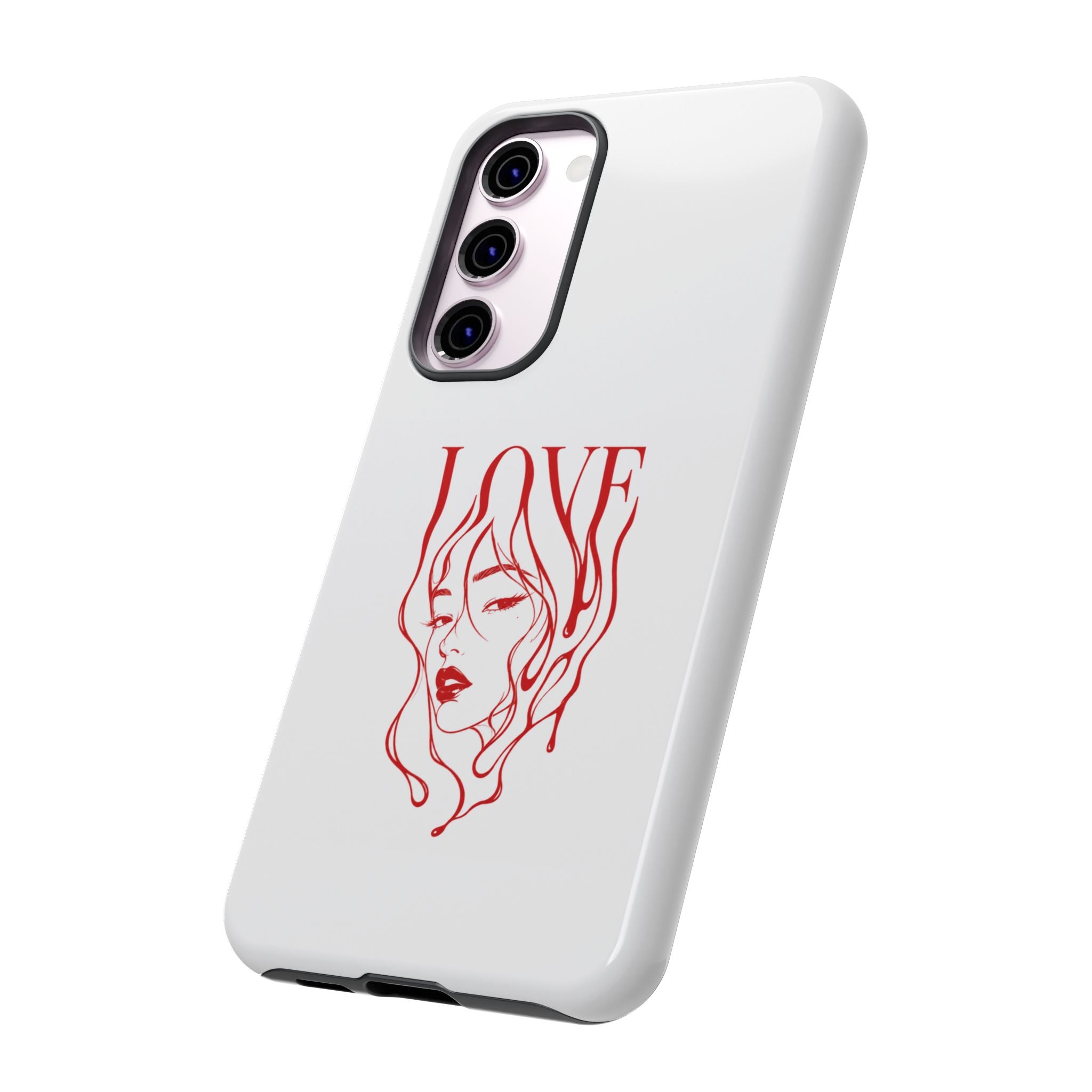 Red Line Art 'Love' Face Design - Tough Case