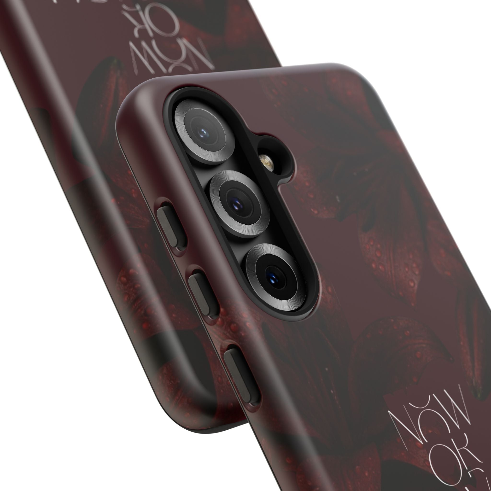 Tough Cases – Burgundy Floral “Now or Never” Protective Phone Case