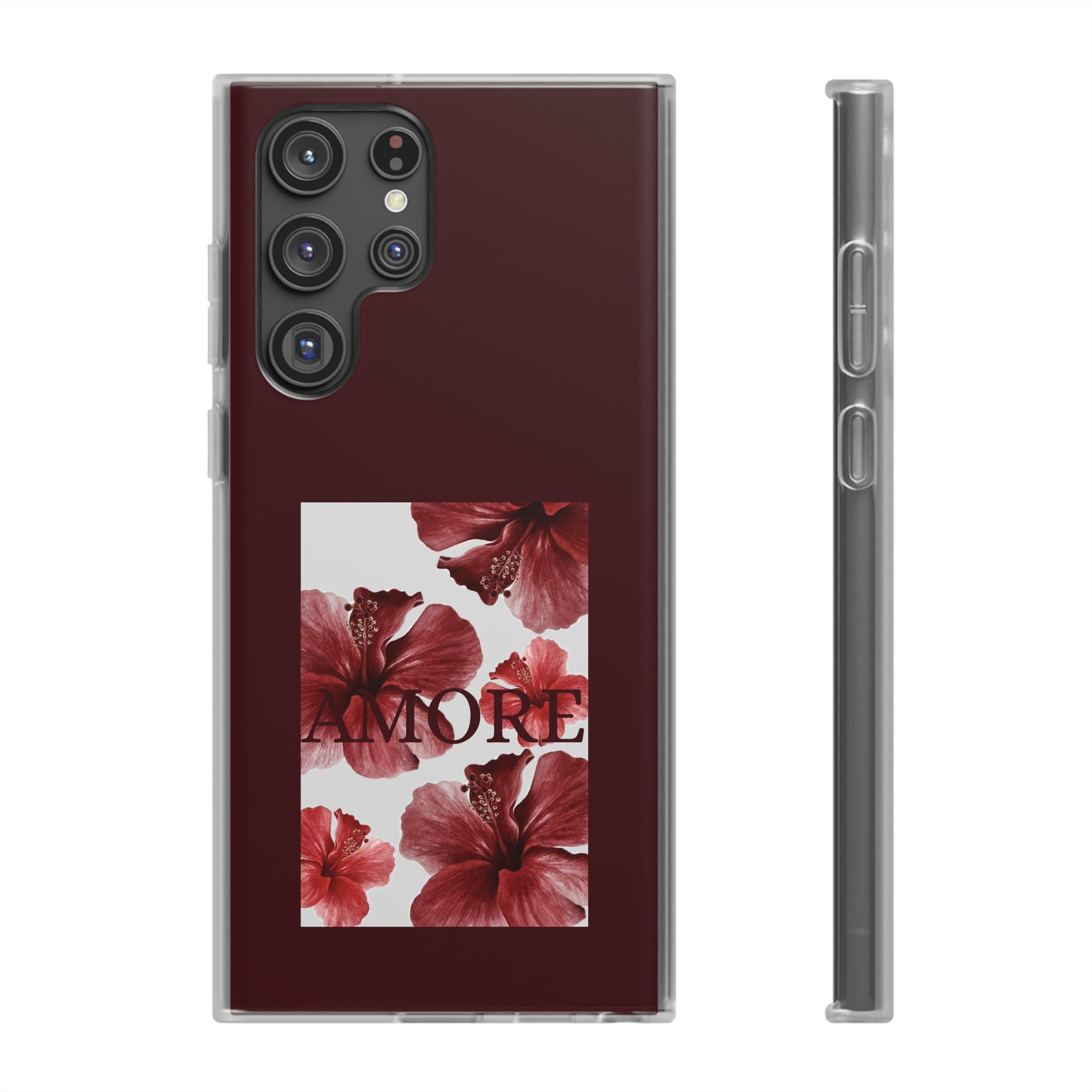 Floral Amore Phone Case — Burgundy Hibiscus Flexible Protection