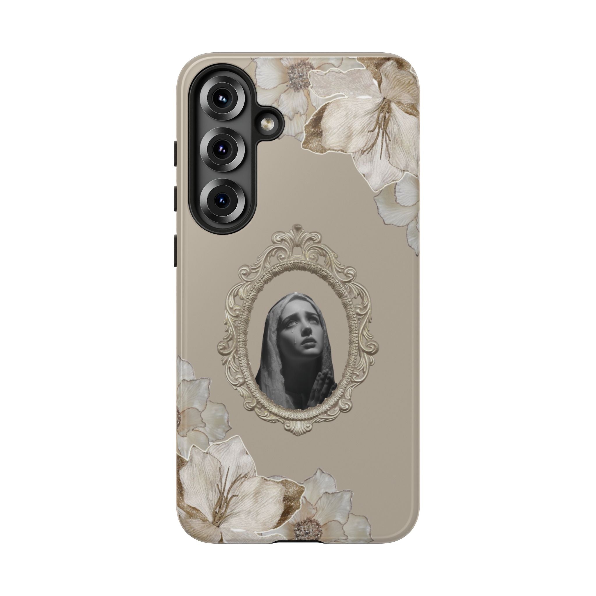 Vintage Floral Phone Case with Sacred Madonna Portrait