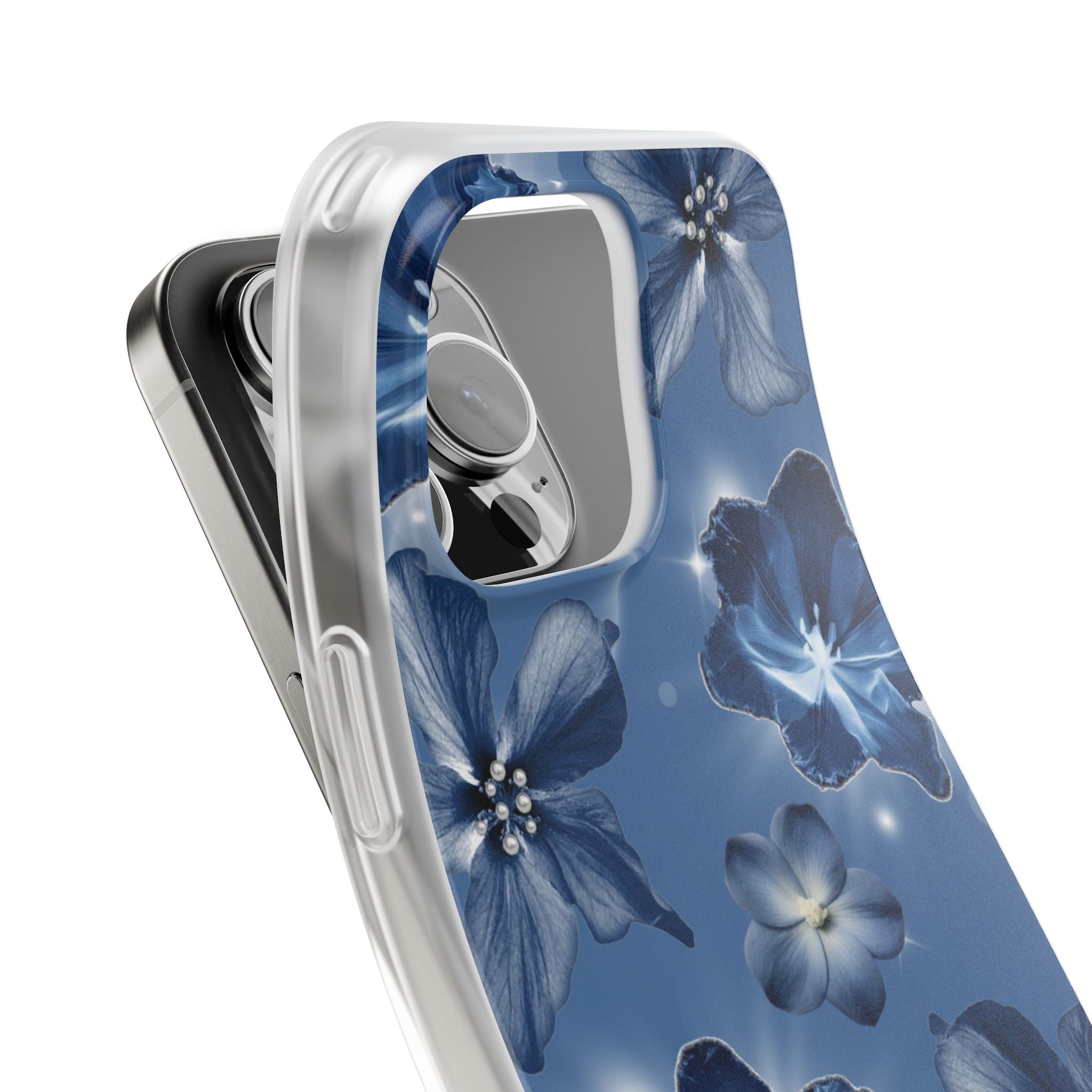 Blue Floral Phone Case — Soft Blue Blossoms Pattern for iPhone