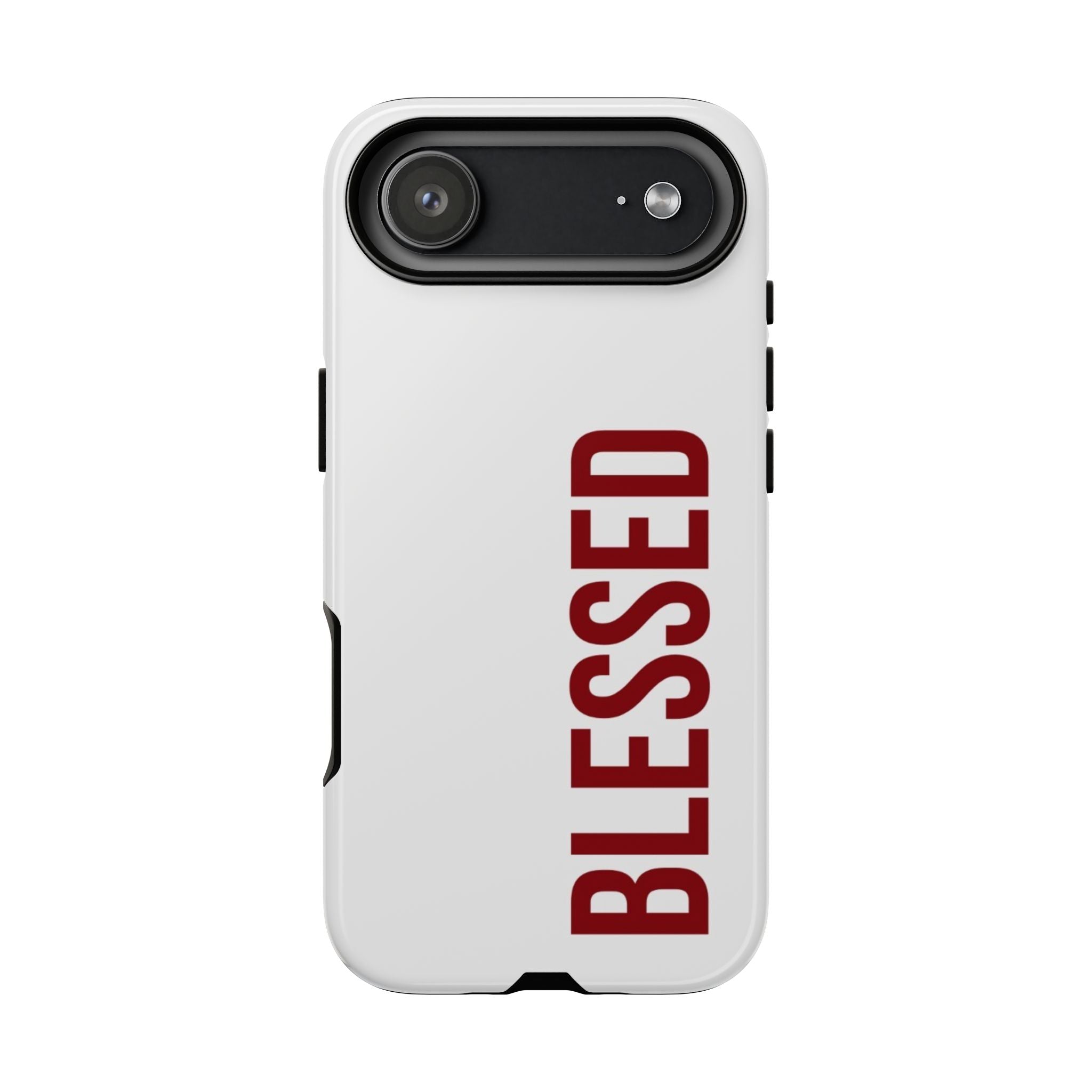 Blessed Vertical Phone Case — Protective Slim iPhone Cover with Red 'BLESSED' Text