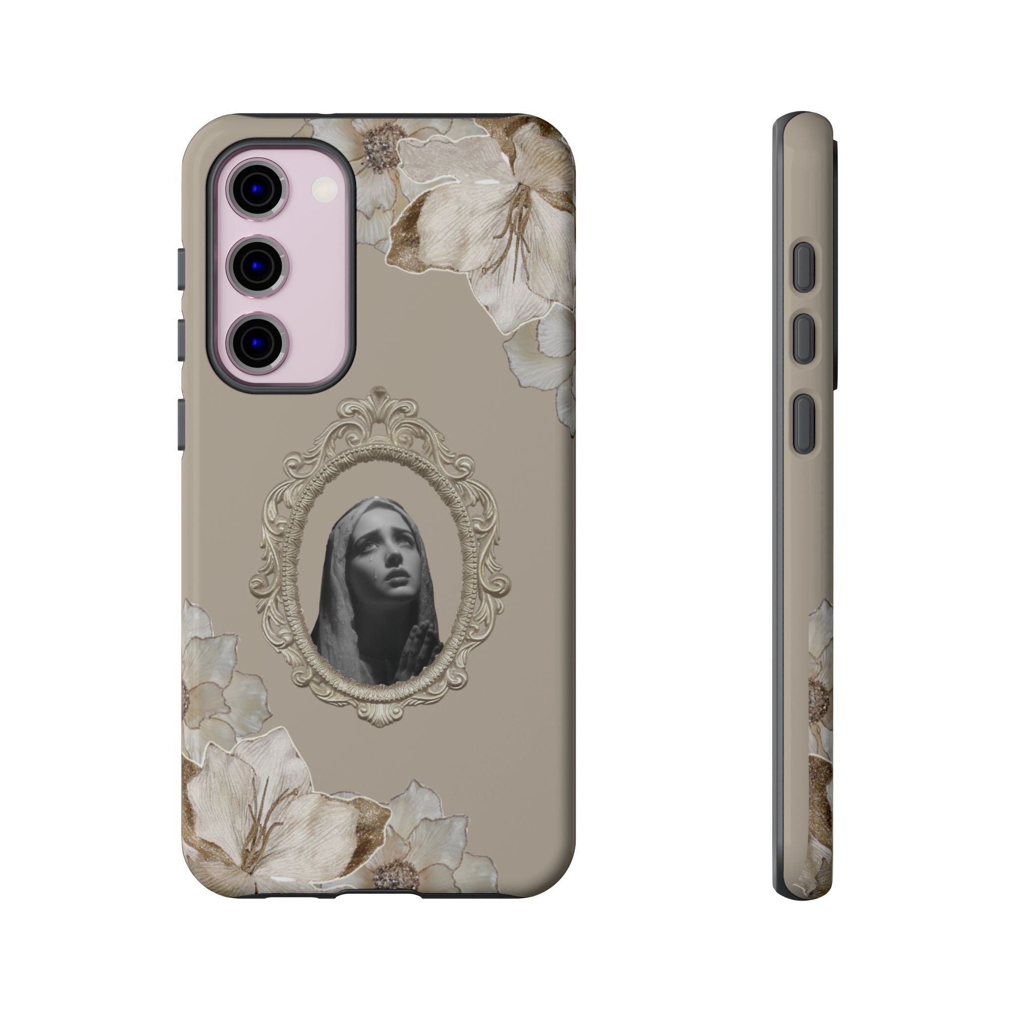 Vintage Floral Phone Case with Sacred Madonna Portrait