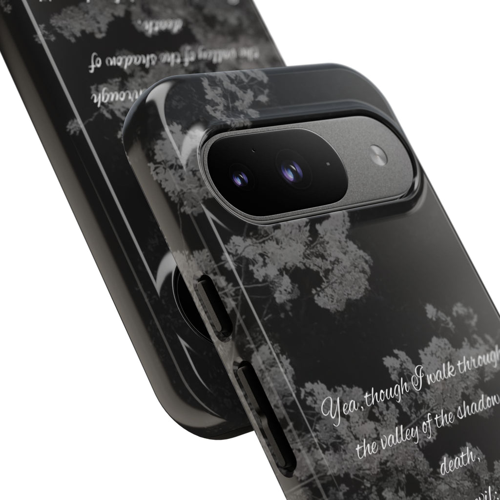 Bible Verse Phone Case — Psalm 23:4 Comfort Black Protective Cover