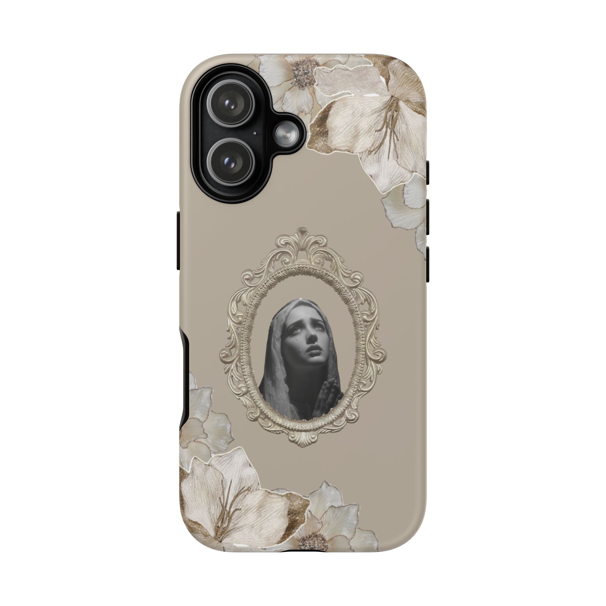 Vintage Floral Phone Case with Sacred Madonna Portrait