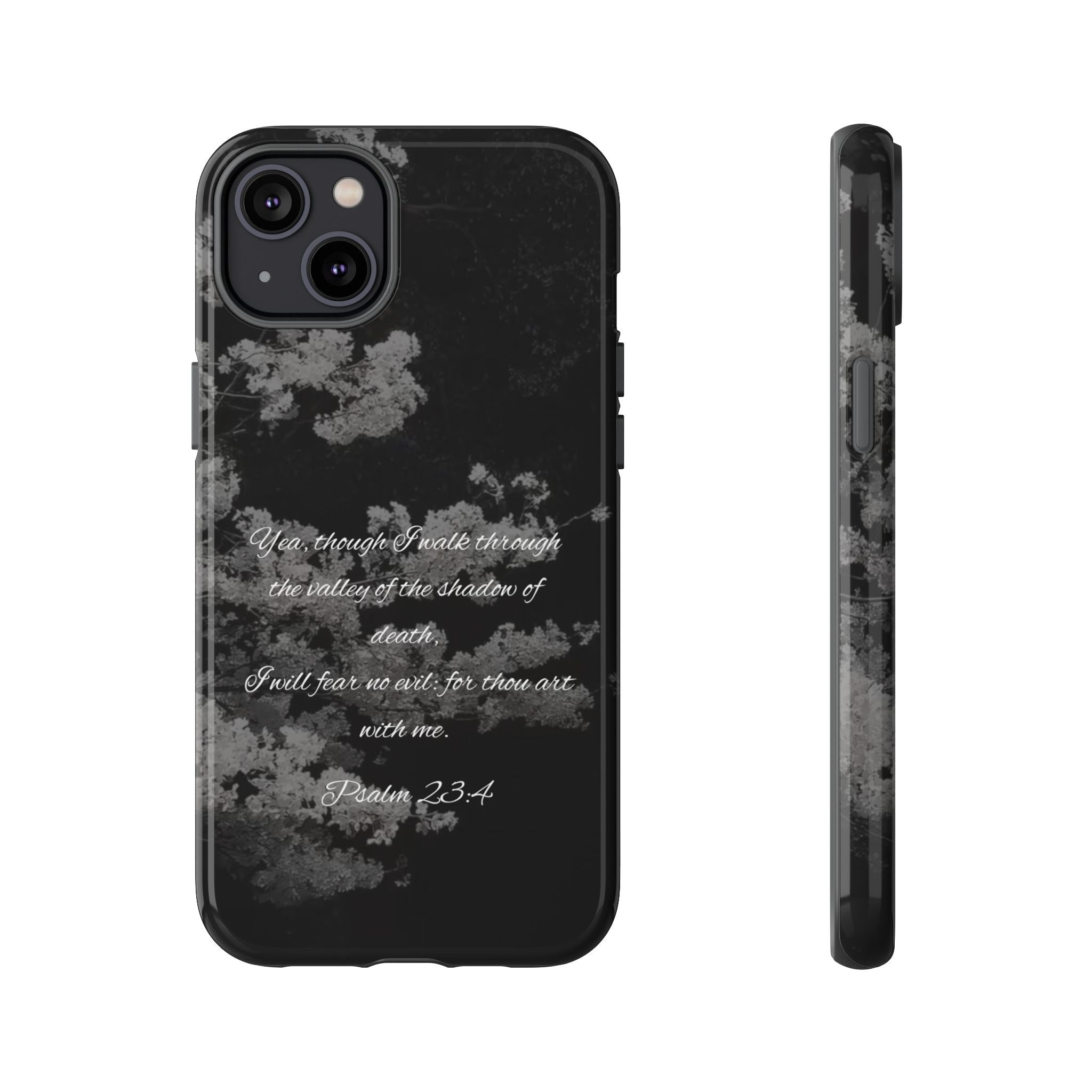 Bible Verse Phone Case — Psalm 23:4 Comfort Black Protective Cover