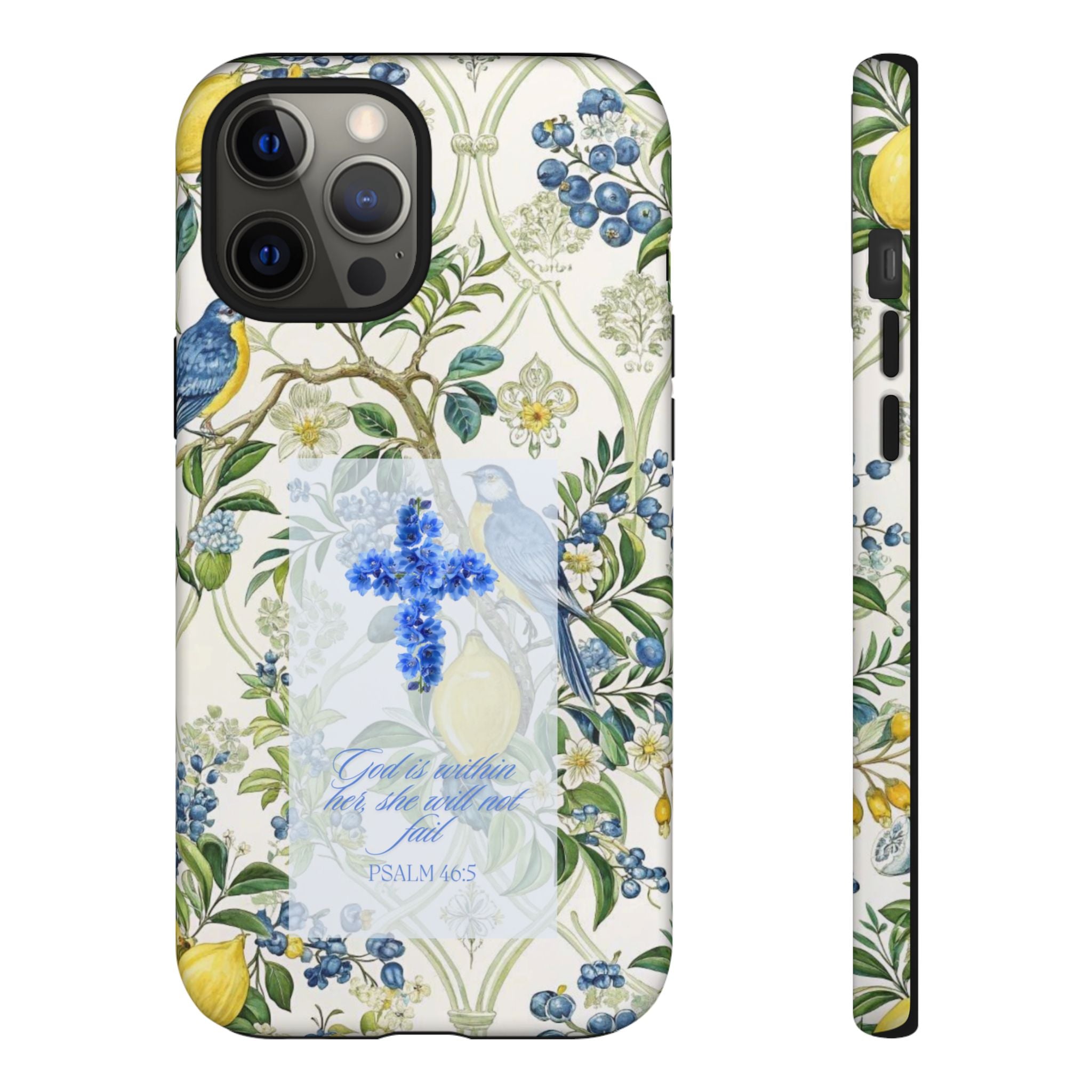 Floral Cross Tough Phone Case — Psalms Blessing Protective Cover