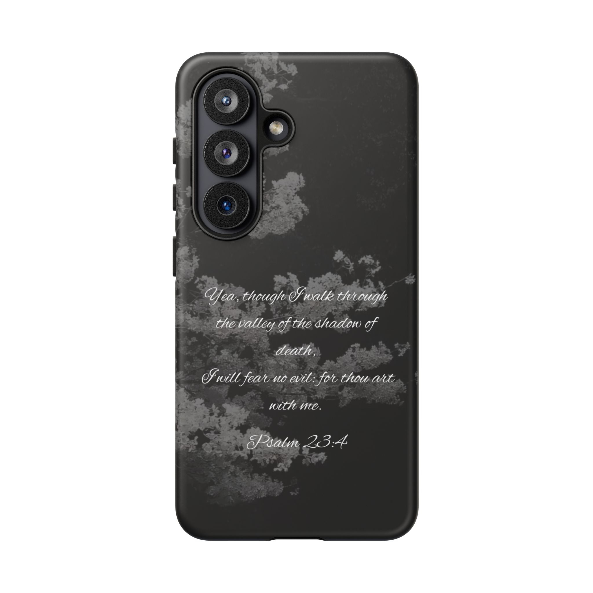 Bible Verse Phone Case — Psalm 23:4 Comfort Black Protective Cover