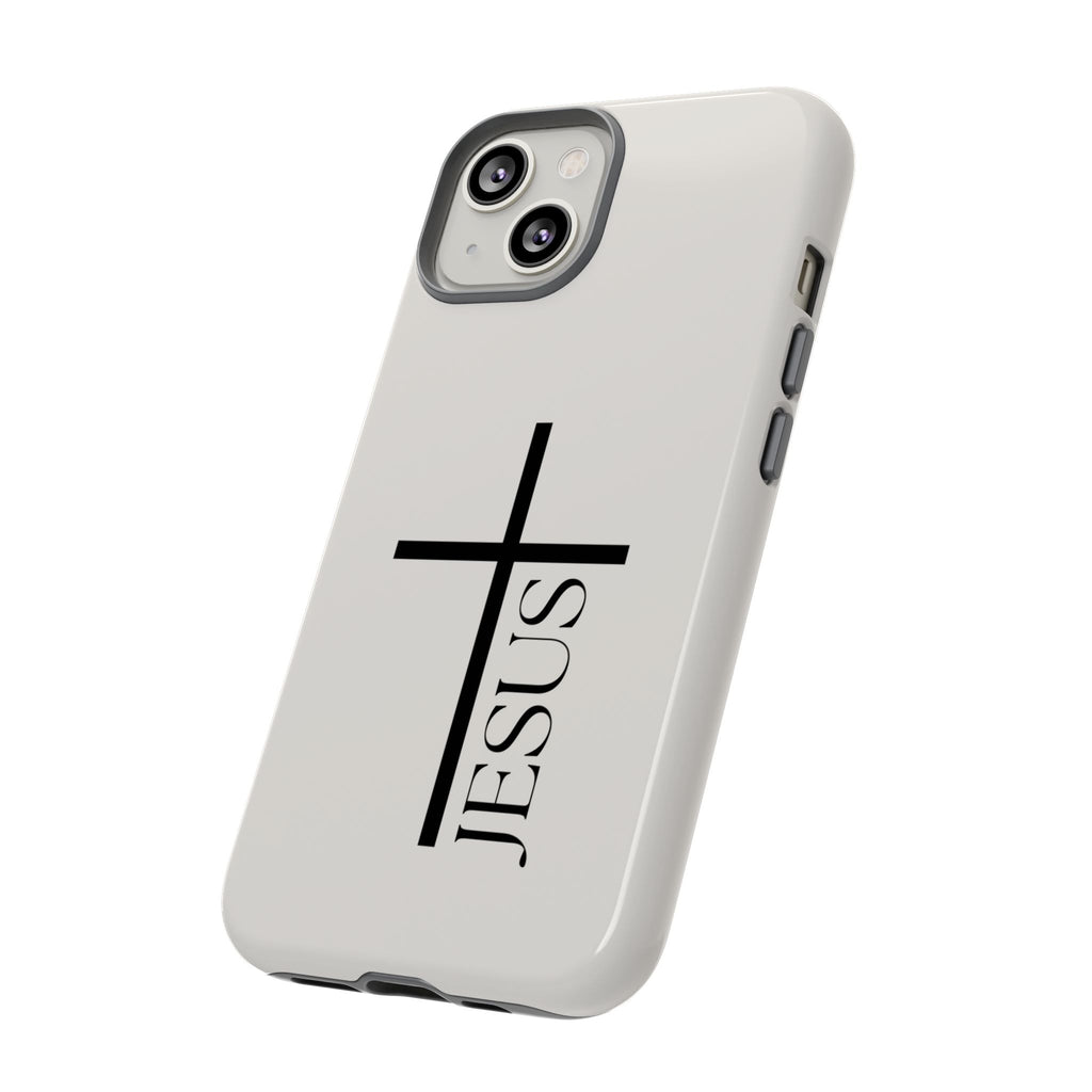 Christian Cross Phone Case - JESUS Vertical Minimalist iPhone Cover