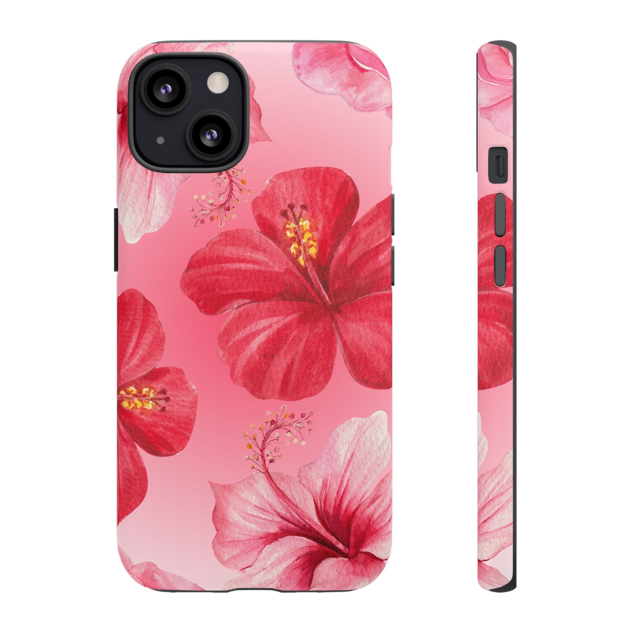 Hibiscus Pink Tough Phone Case — Floral Tropical Protective Cover