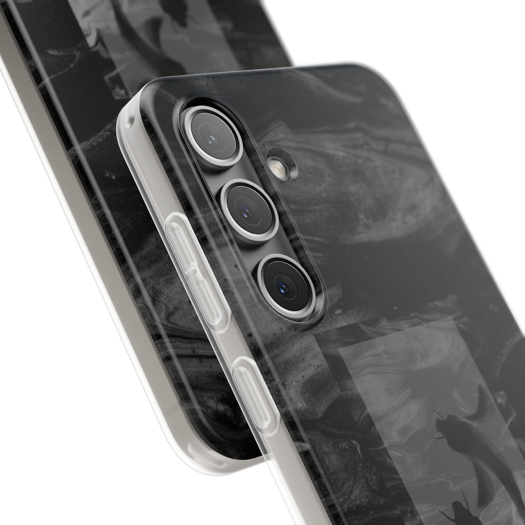 Black Koi Phone Case — Minimalist Monochrome Fish Design