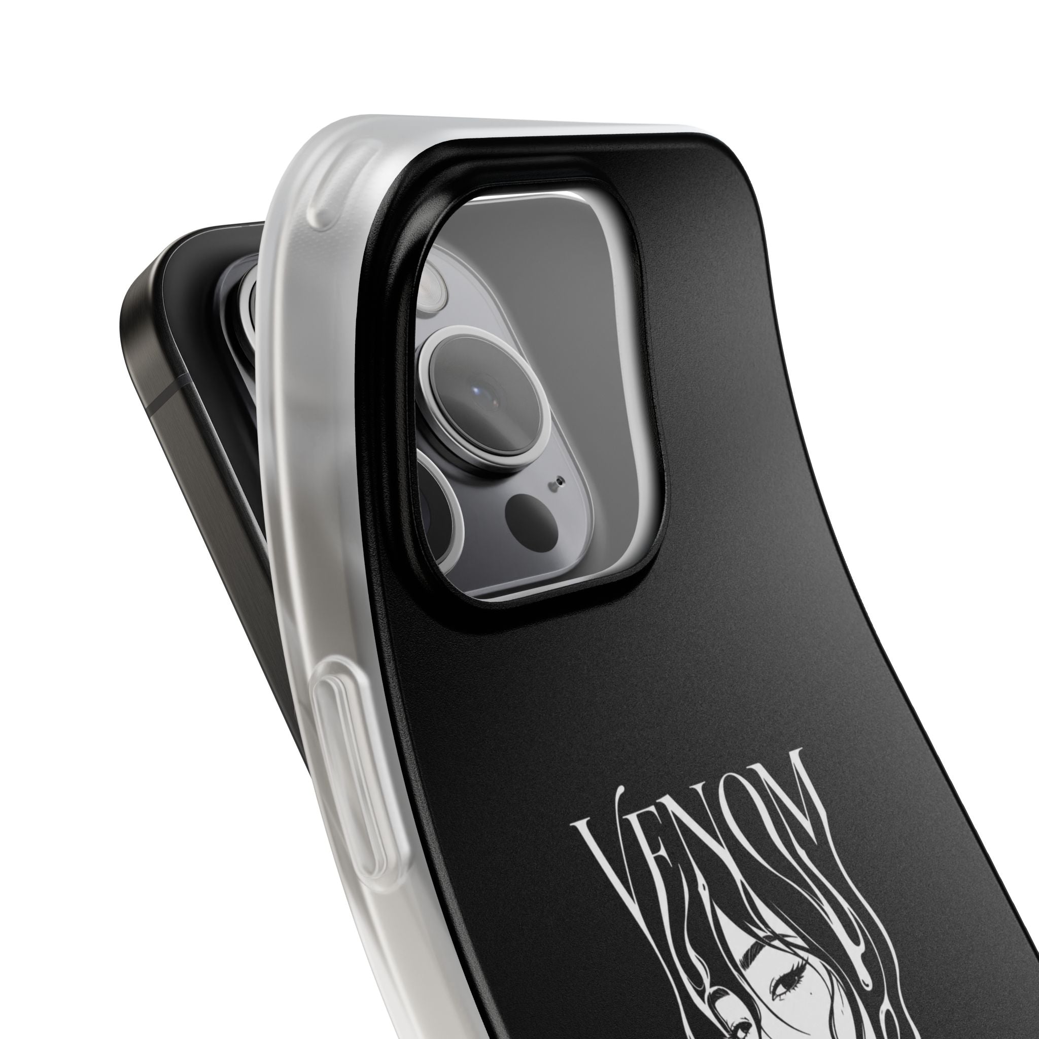 Venom Goth Phone Case — Black Protective Flexible Phone Case with Dark Femme Artwork