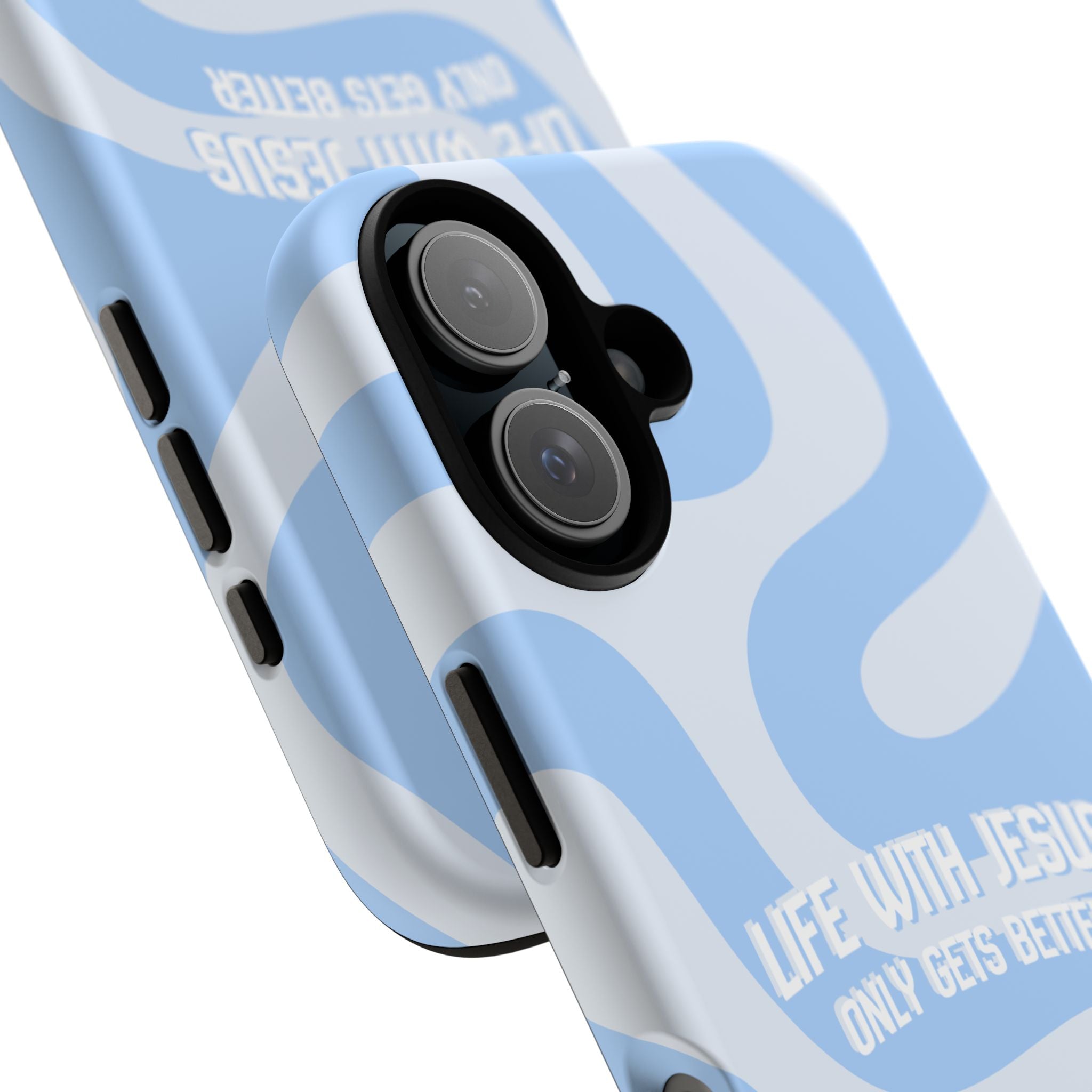 Blue Swirl Phone Case - "Life With Jesus Only Gets Better" Christian iPhone Cover