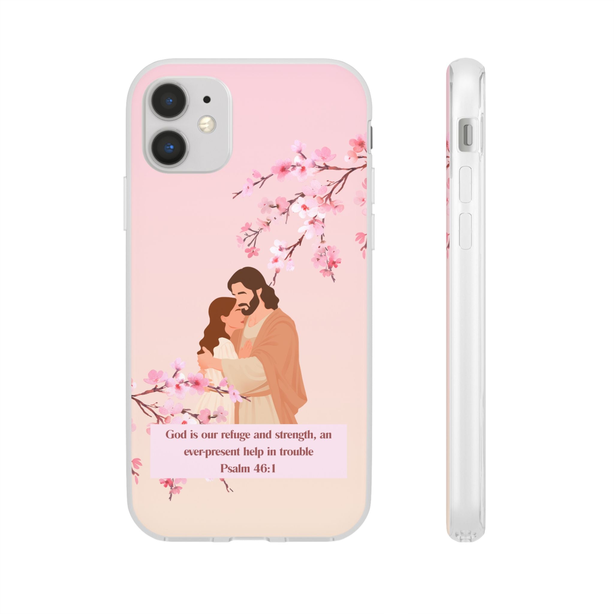 God Is Our Refuge – Psalm 46:1 Cherry Blossom Christian Flexi Phone Case