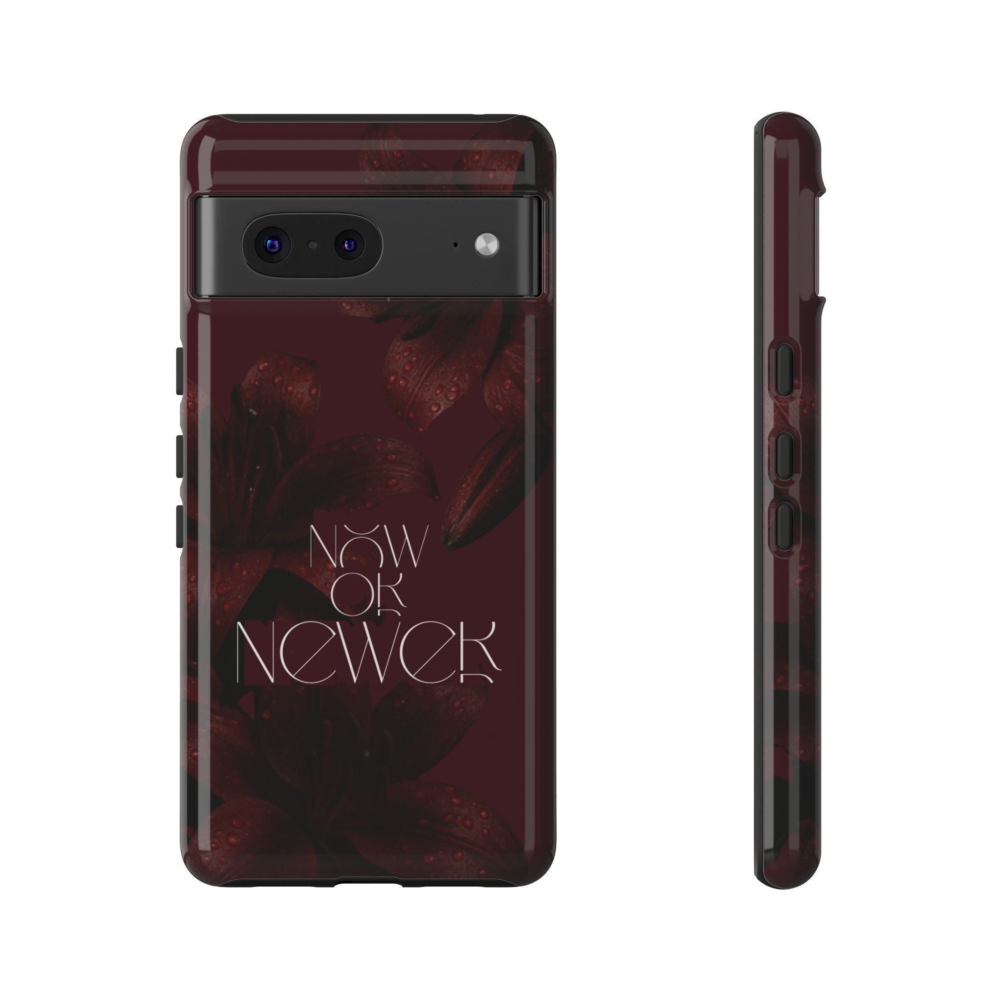 Tough Cases – Burgundy Floral “Now or Never” Protective Phone Case