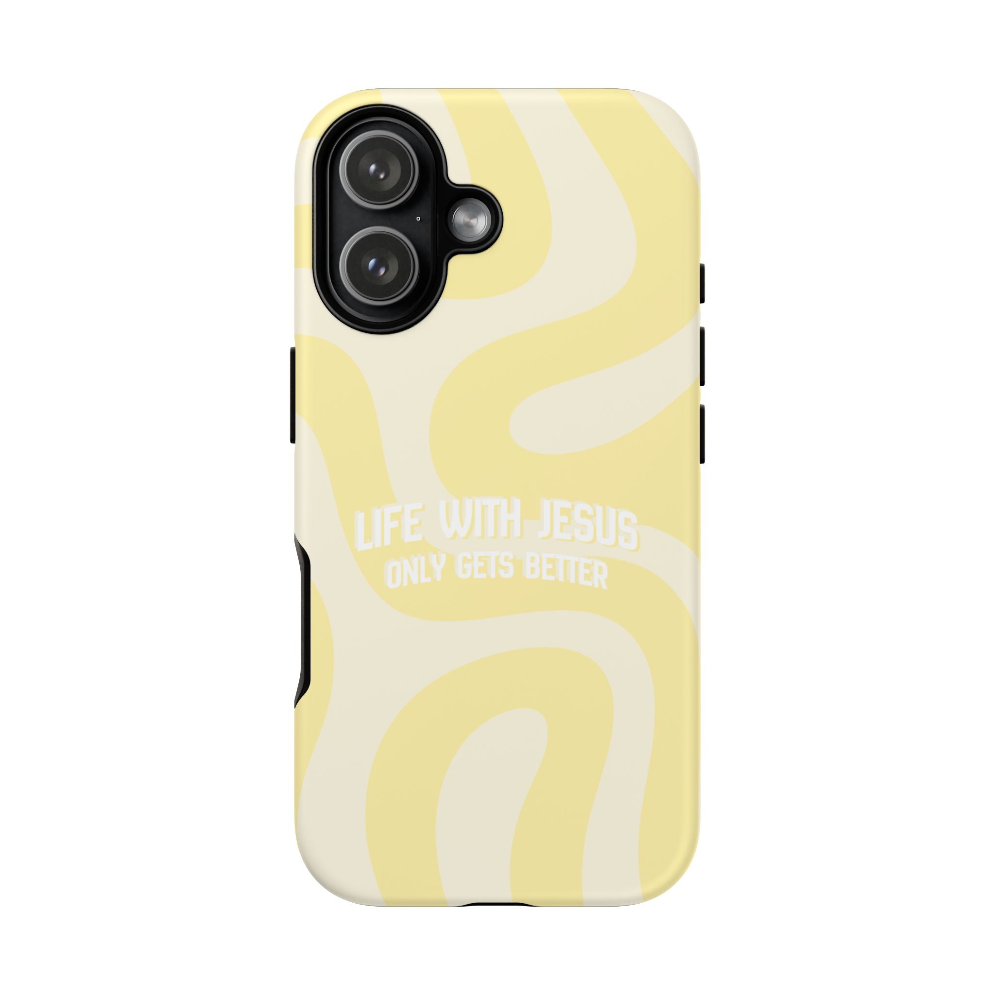 Yellow Swirl Phone Case - "Life With Jesus Only Gets Better" Christian iPhone Cover Tough Case