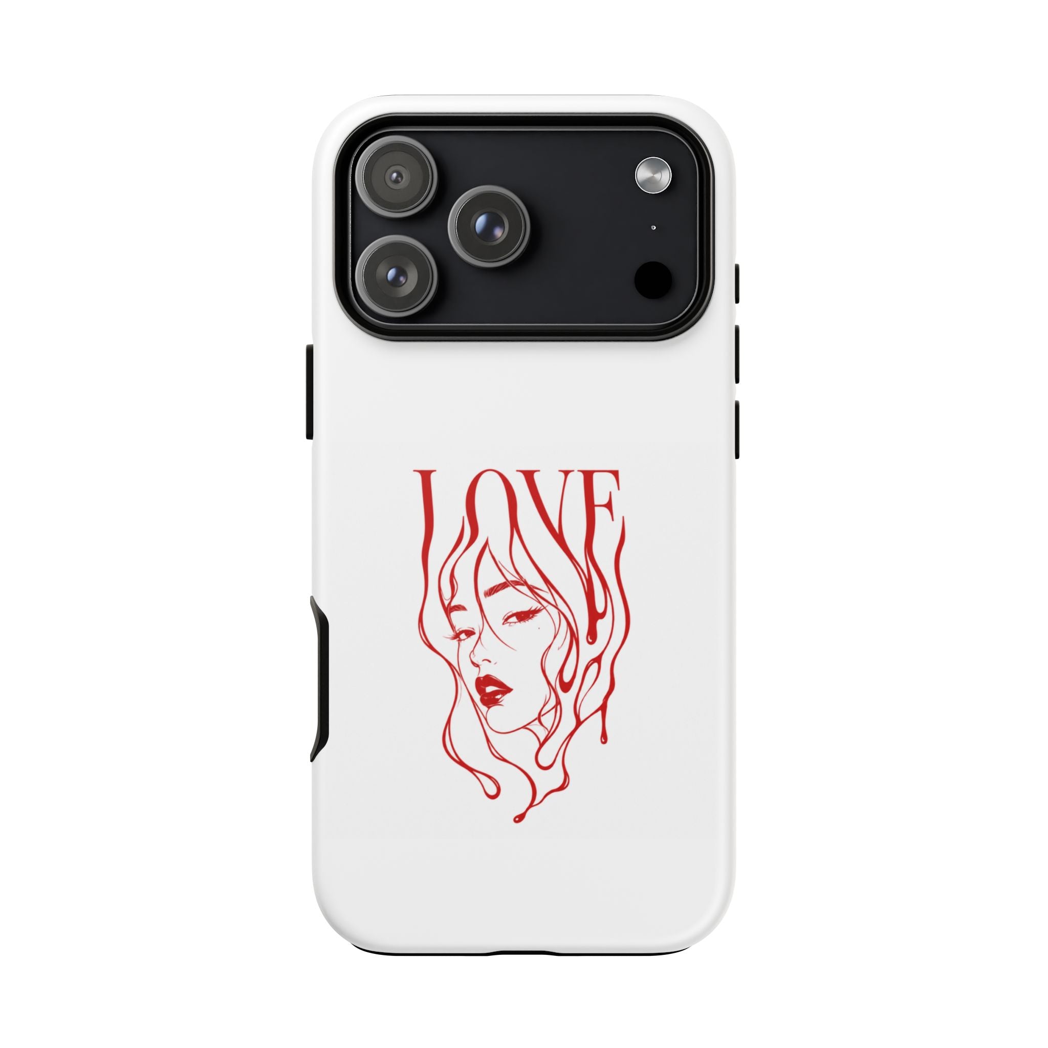Red Line Art 'Love' Face Design - Tough Case