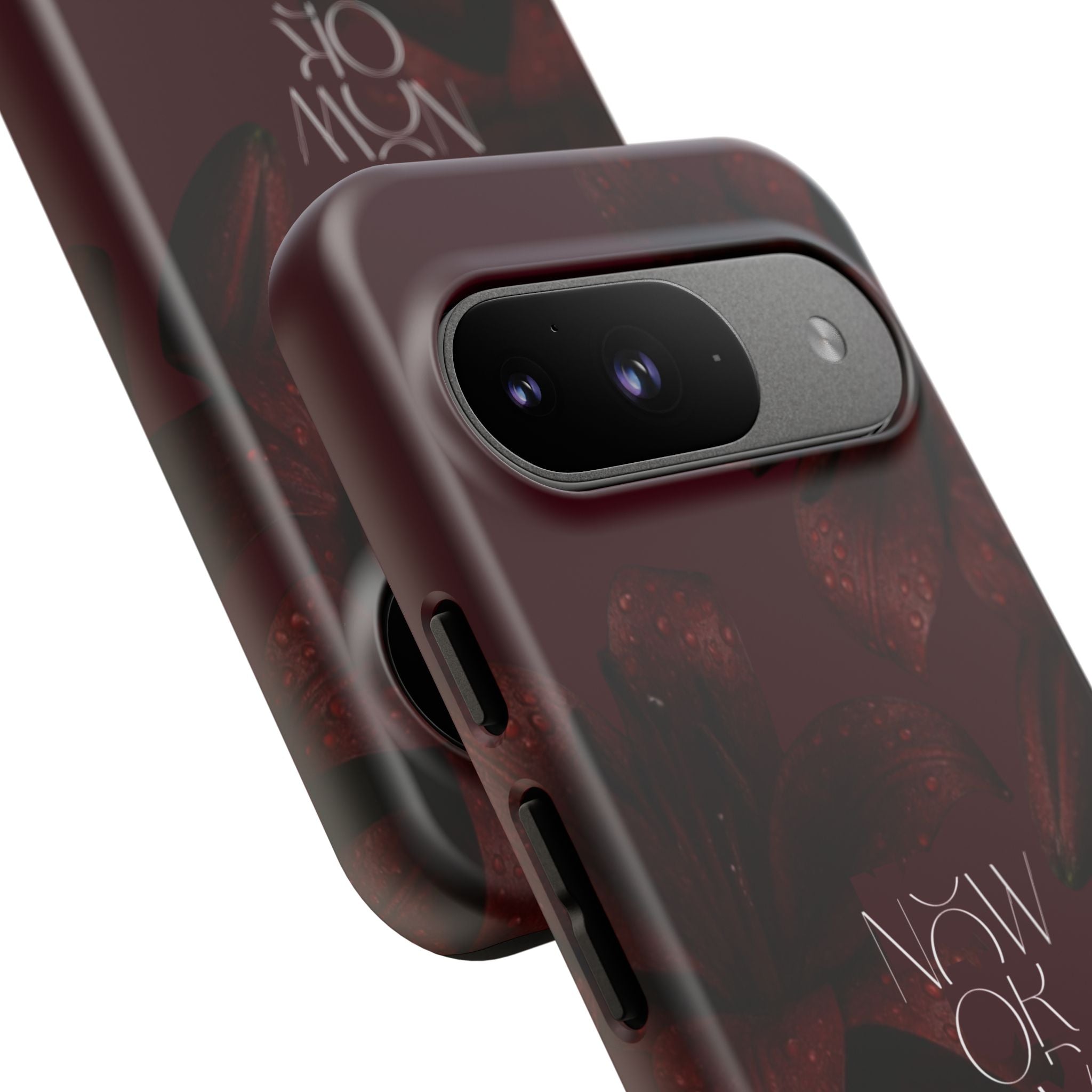 Tough Cases – Burgundy Floral “Now or Never” Protective Phone Case