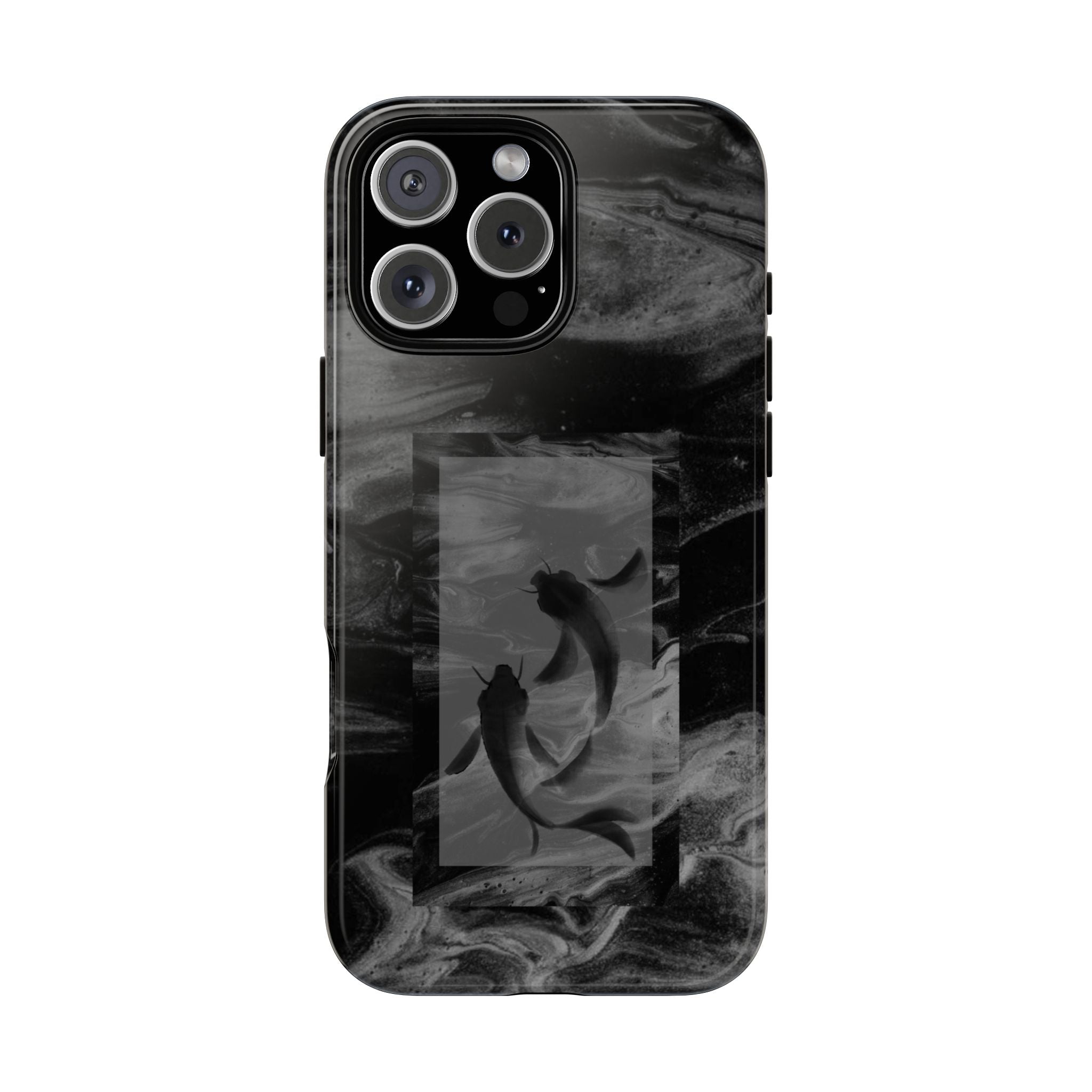 Koi Yin-Yang Marble Phone Case – Black Smoky Art Protection