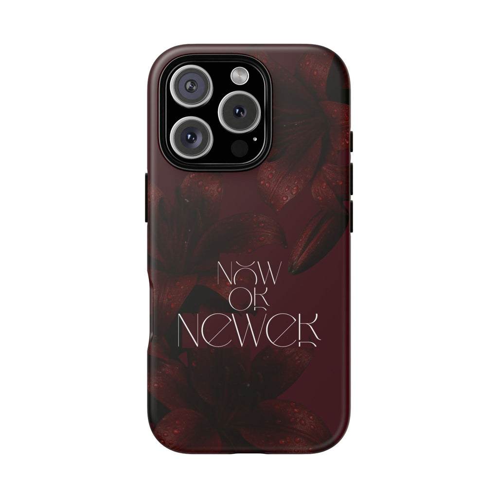 Tough Cases – Burgundy Floral “Now or Never” Protective Phone Case