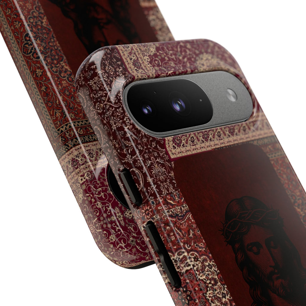 Religious Vintage Rug Phone Case — Jesus Portrait Tough Case
