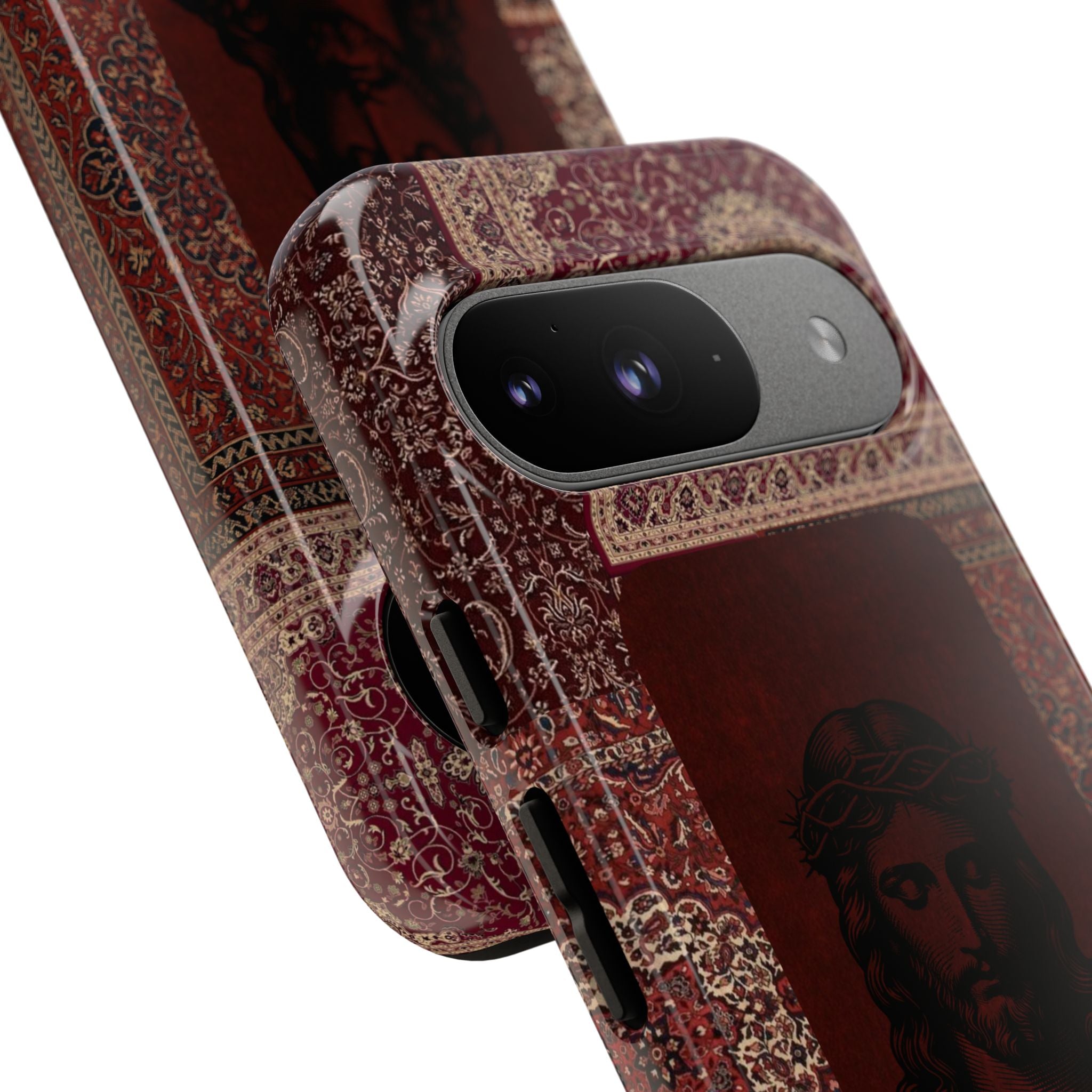 Religious Vintage Rug Phone Case — Jesus Portrait Tough Case