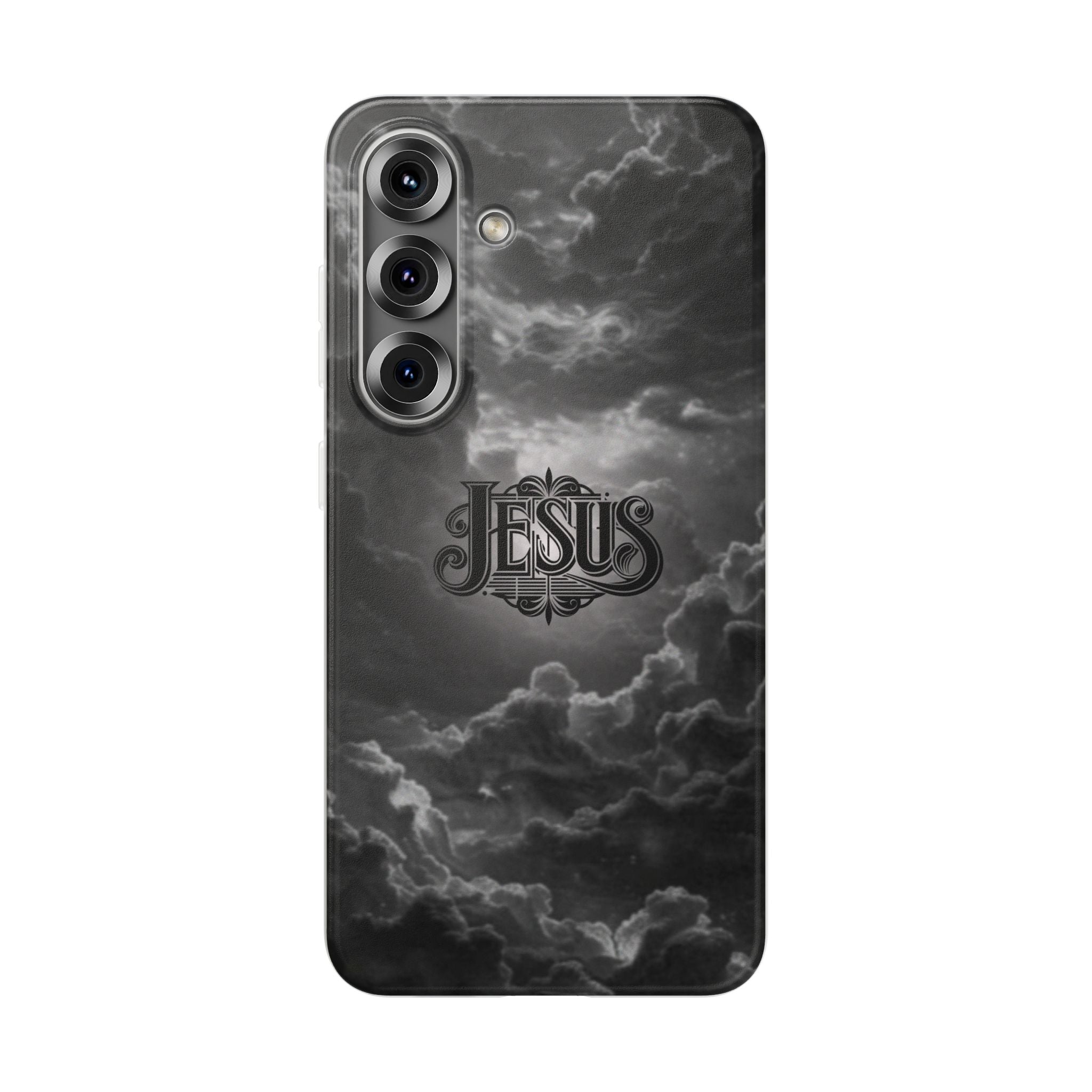 Jesus Cloud Phone Case — Faith-Inspired Flexi Case with 'Jesus' Script