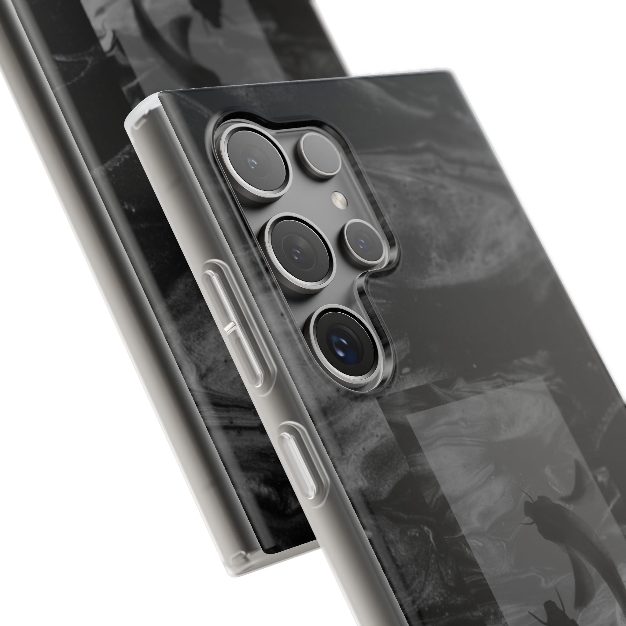 Black Koi Phone Case — Minimalist Monochrome Fish Design