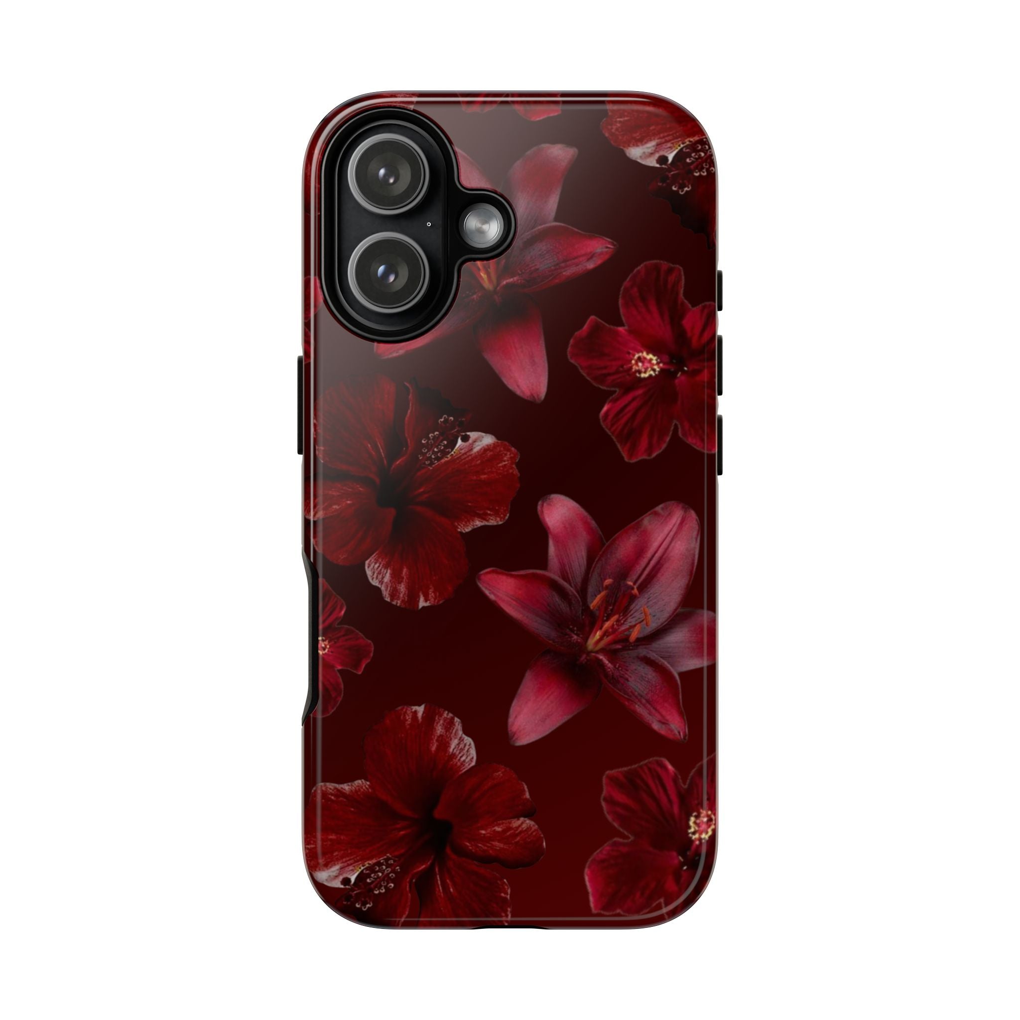 Tough Cases - Dark Red Floral Phone Case