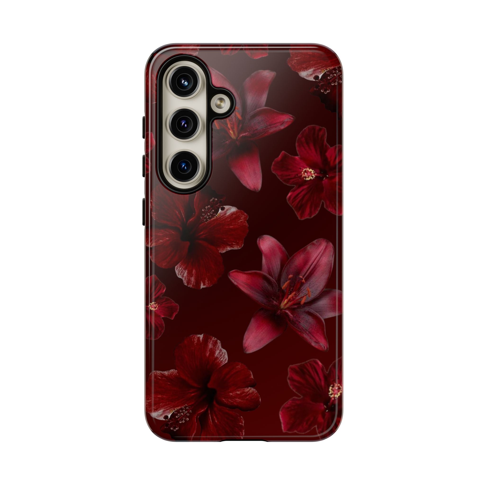 Tough Cases - Dark Red Floral Phone Case