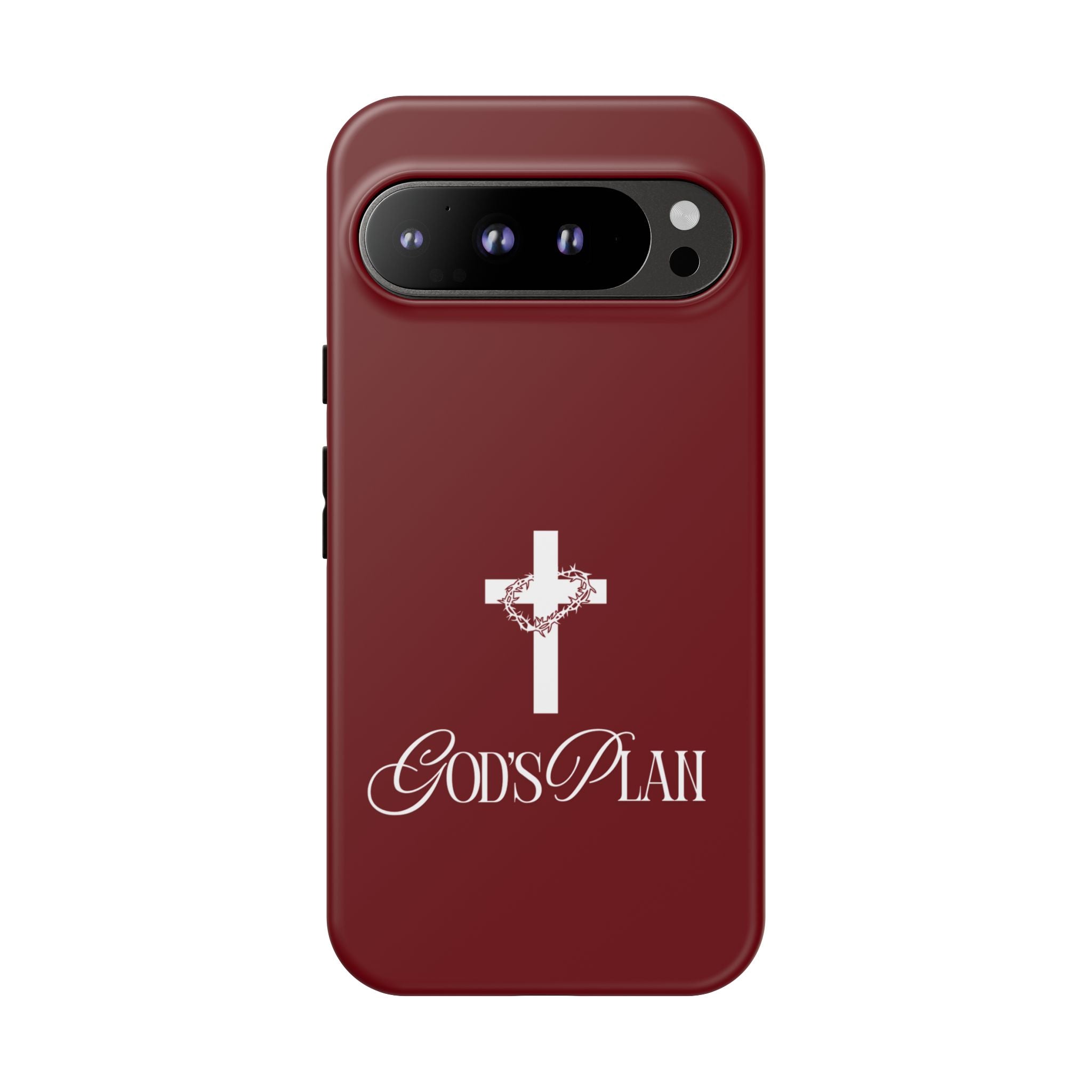God's Plan — Christian Tough Phone Case | Cross Faith Burgundy Cover