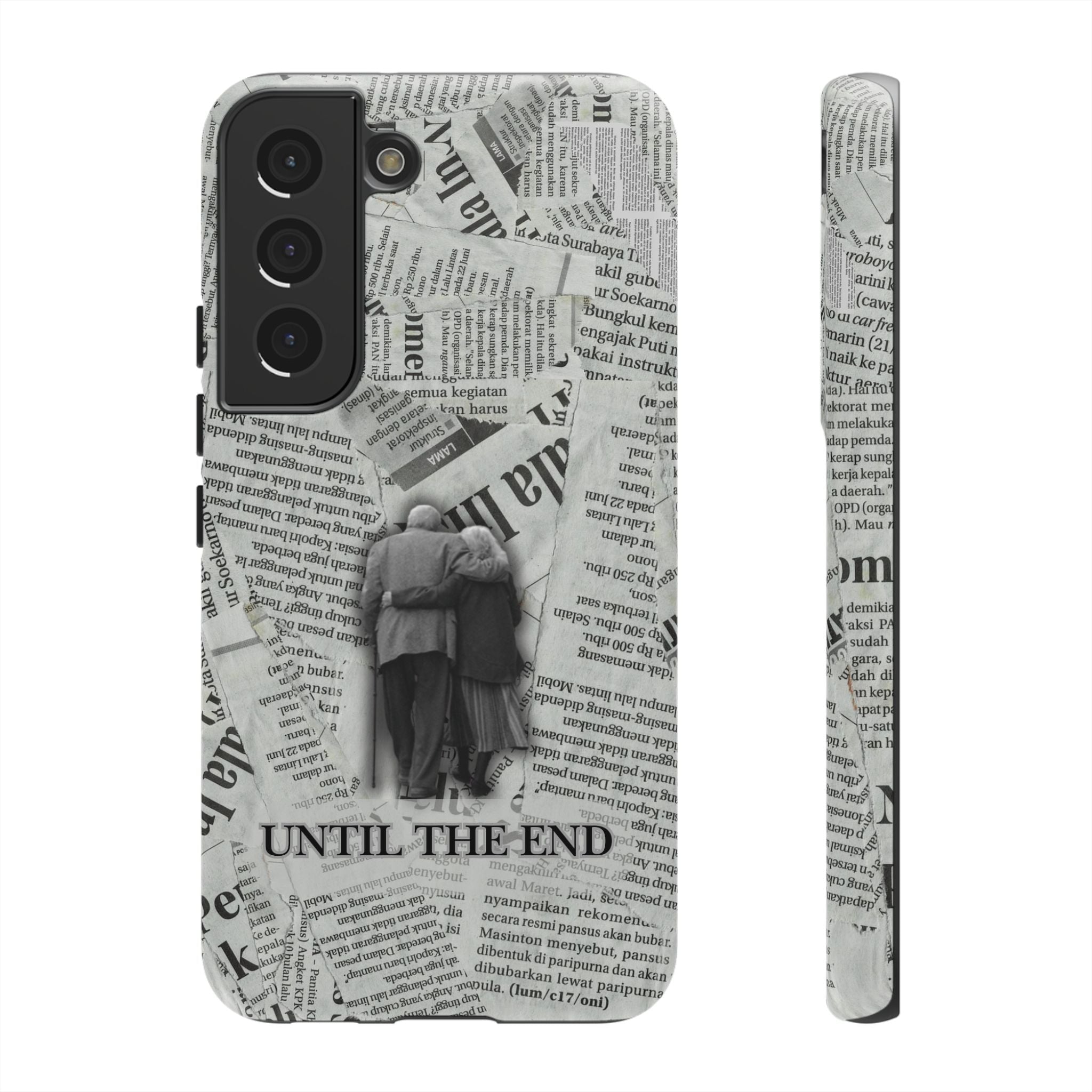 Until the End Newspaper Collage Phone Case
