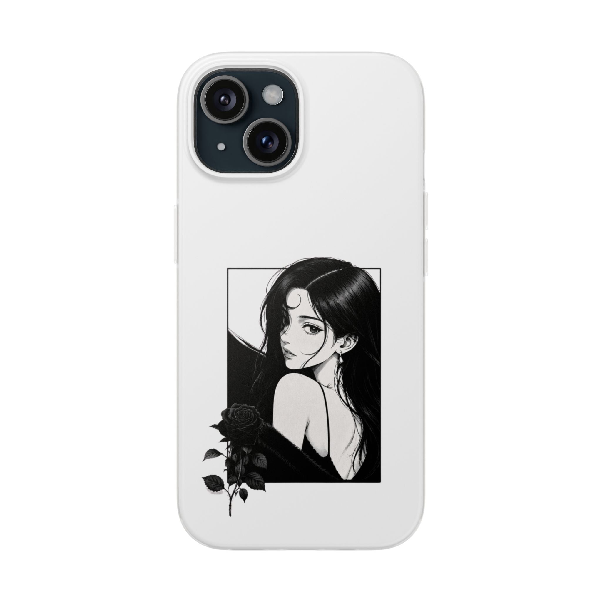Anime Girl Noir Black Rose Illustration Flexi Case