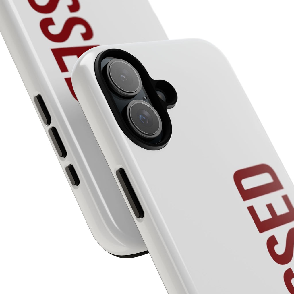 Blessed Vertical Phone Case — Protective Slim iPhone Cover with Red 'BLESSED' Text