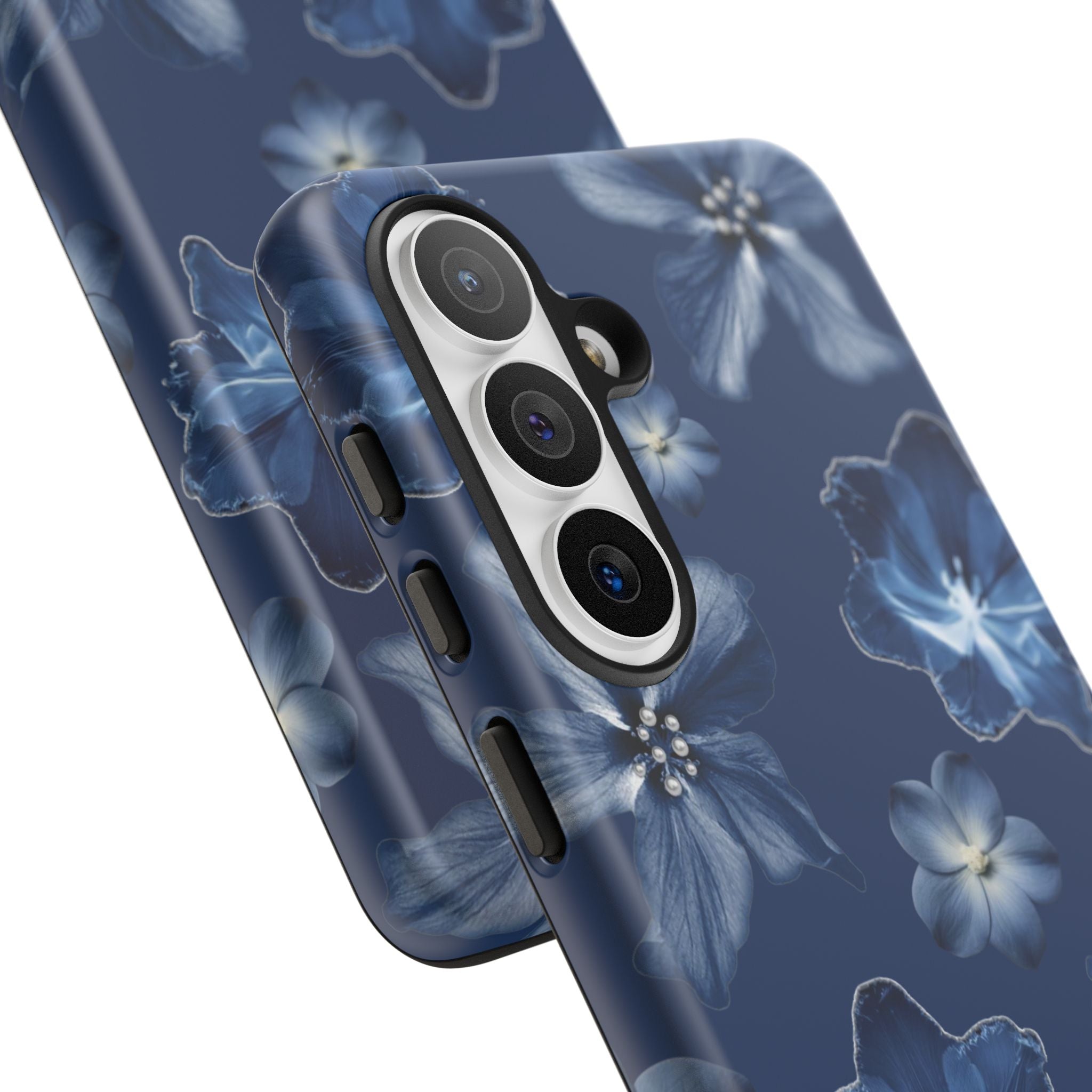 Navy Floral Tough Phone Case — Blue Bloom Protective Cover
