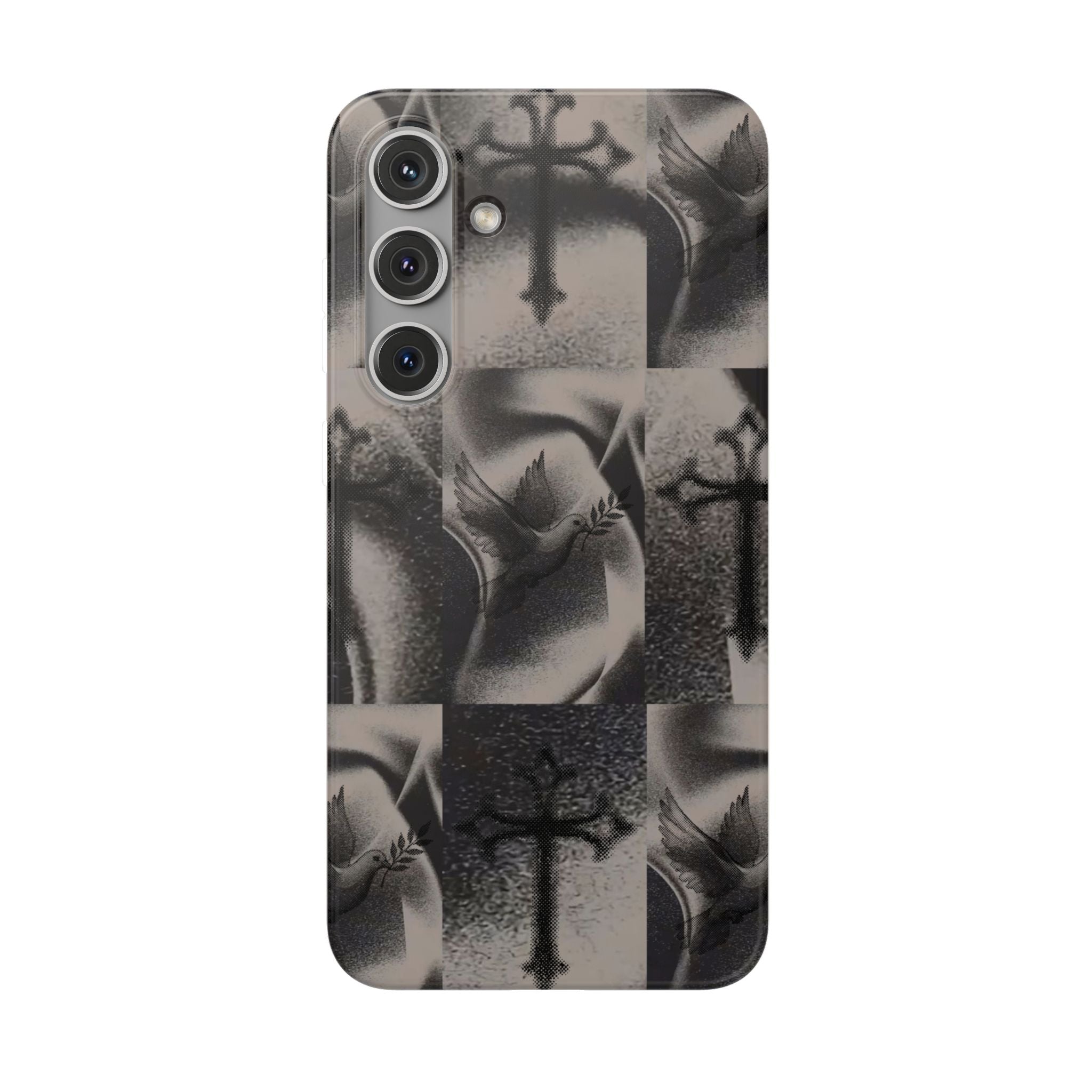 Phone Case — Dove & Cross Checkerboard Design