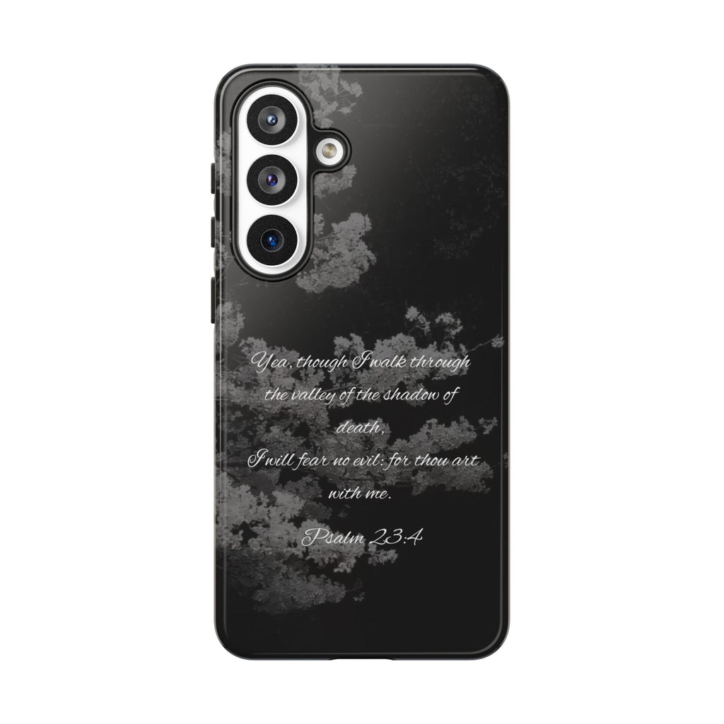 Bible Verse Phone Case — Psalm 23:4 Comfort Black Protective Cover
