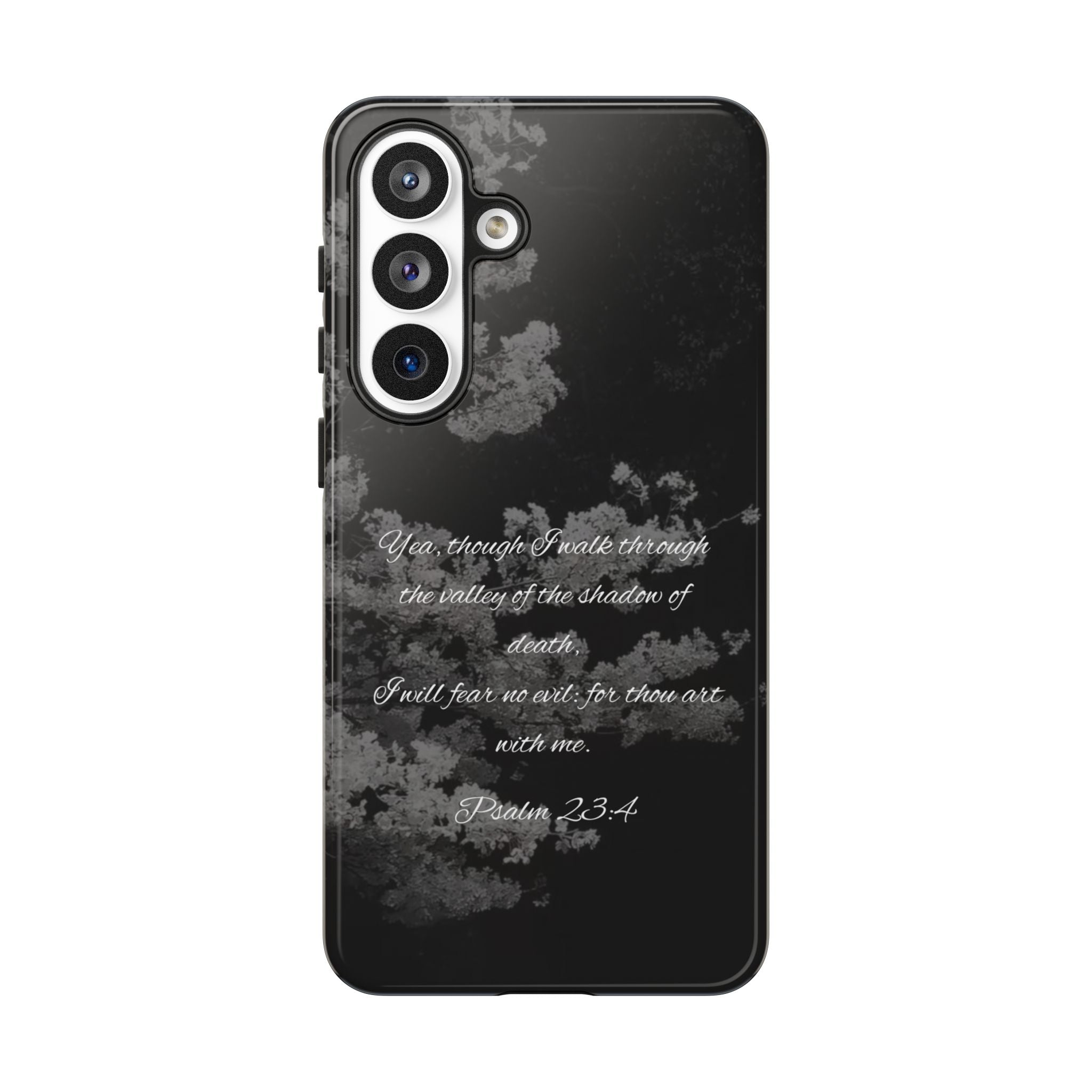 Bible Verse Phone Case — Psalm 23:4 Comfort Black Protective Cover