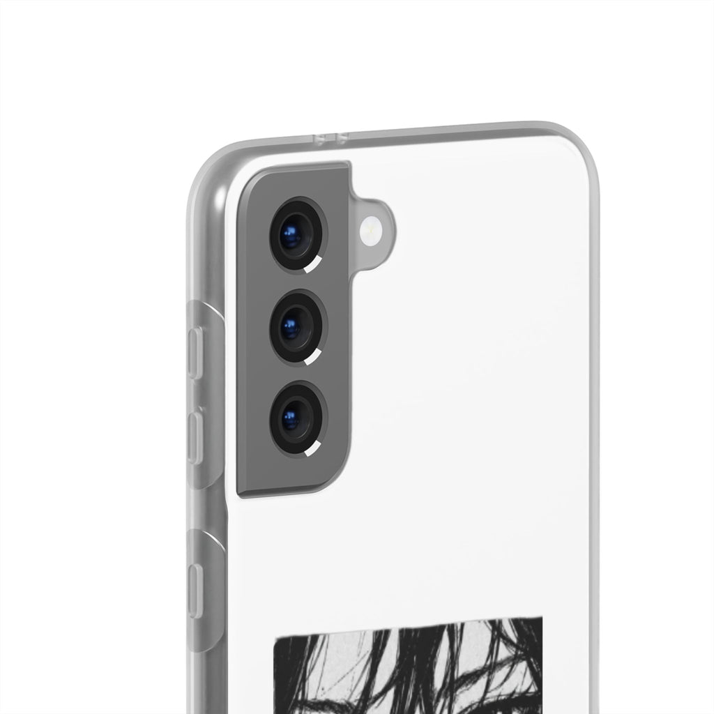 Anime Eyes Illustration Phone Case - Moody Black & White Flexi Case