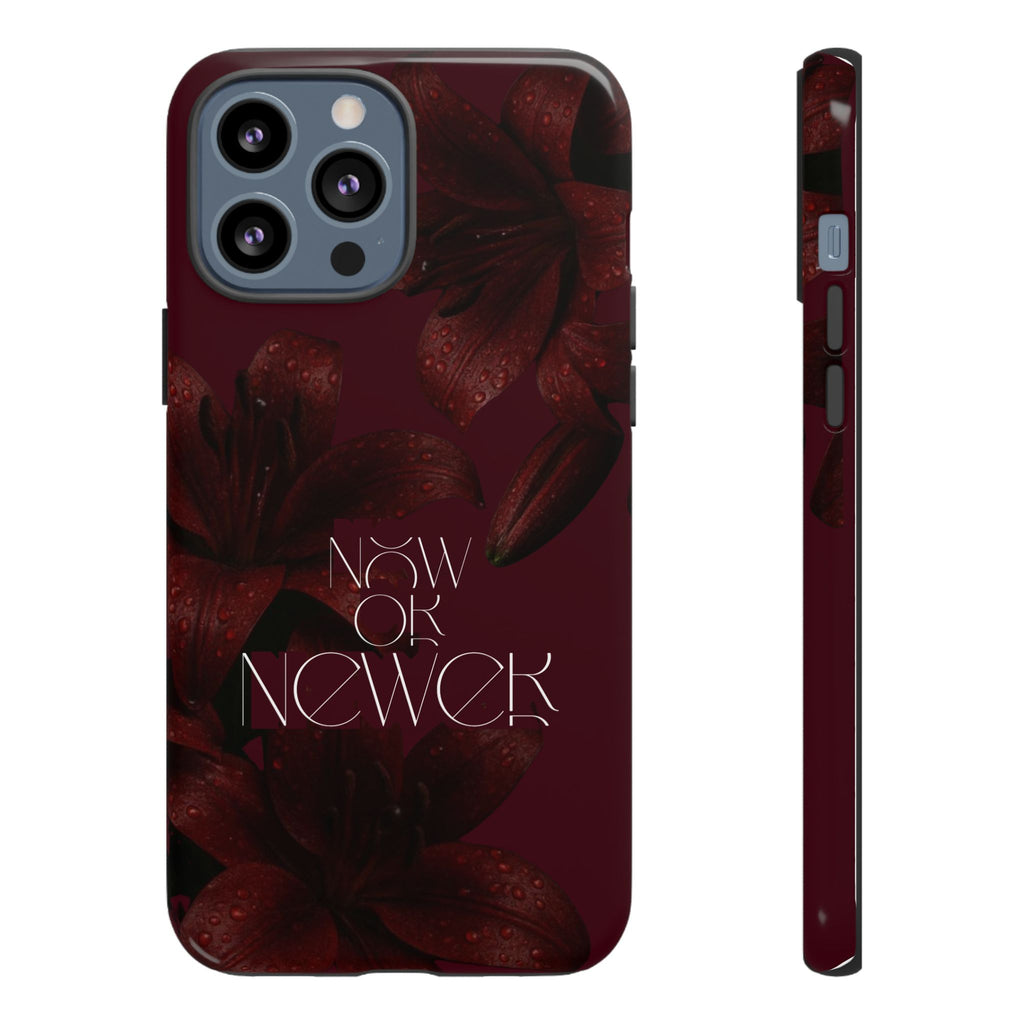 Tough Cases – Burgundy Floral “Now or Never” Protective Phone Case
