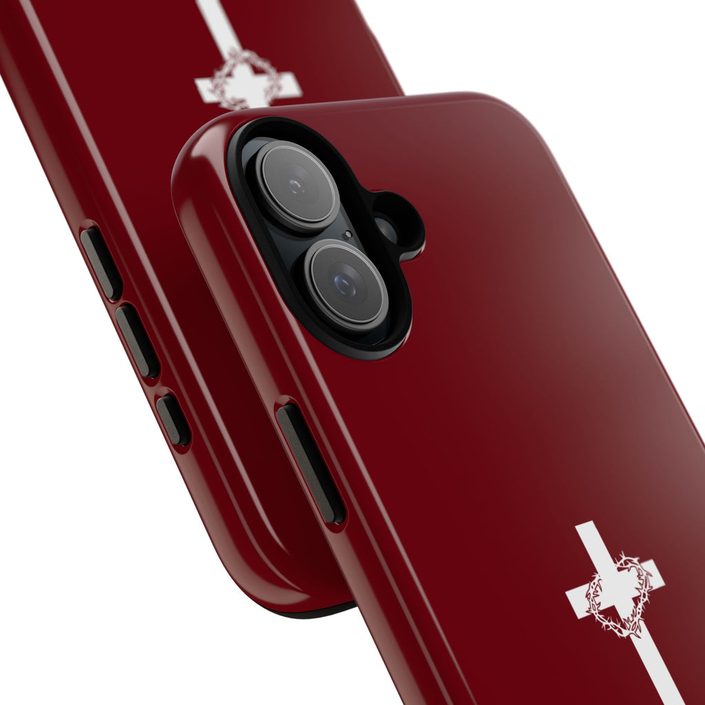 God's Plan — Christian Tough Phone Case | Cross Faith Burgundy Cover